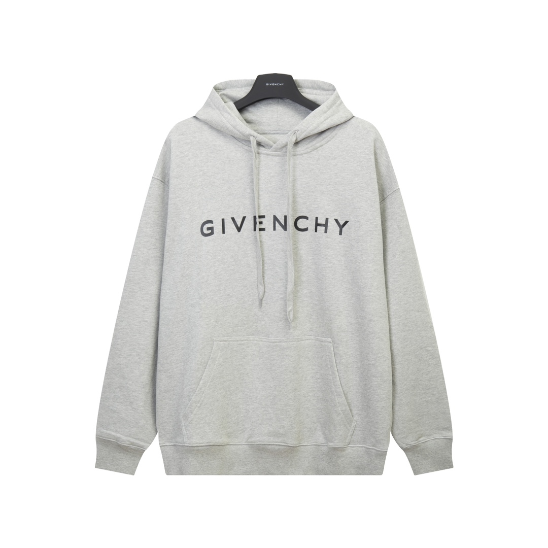 Givenchy Clothing Hoodies Grey Printing Cotton Hooded Top