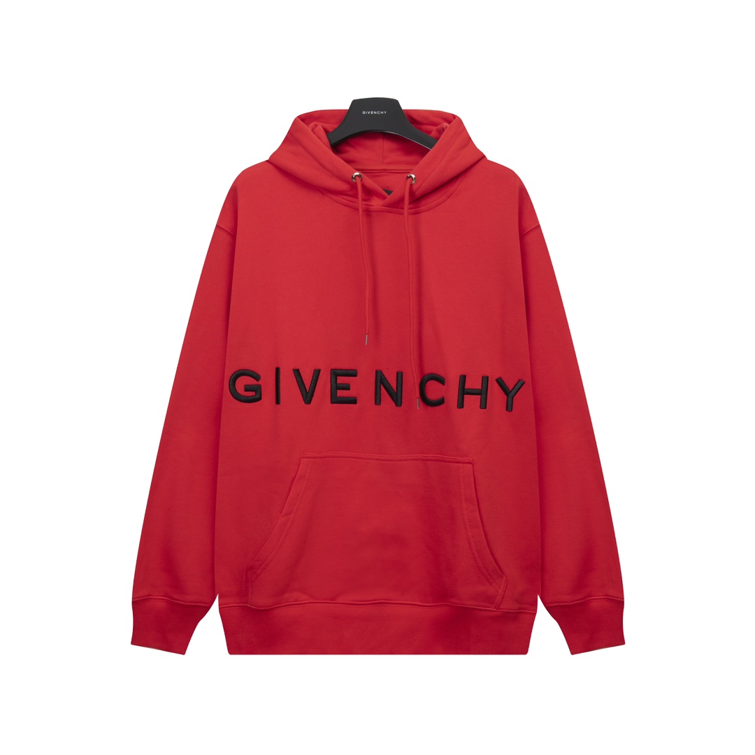 Givenchy Clothing Hoodies Red Embroidery Cotton Hooded Top
