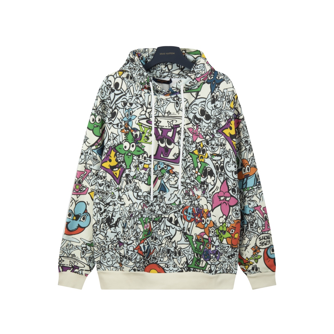 Louis Vuitton Clothing Hoodies White Printing Cotton Hooded Top