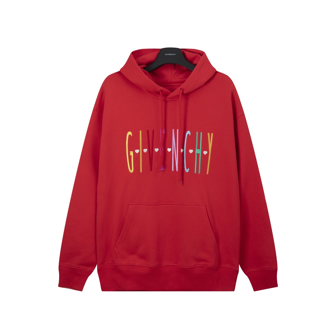 2023 Perfect Replica Designer
 Givenchy AAA
 Clothing Hoodies Black Red Embroidery Cotton Hooded Top