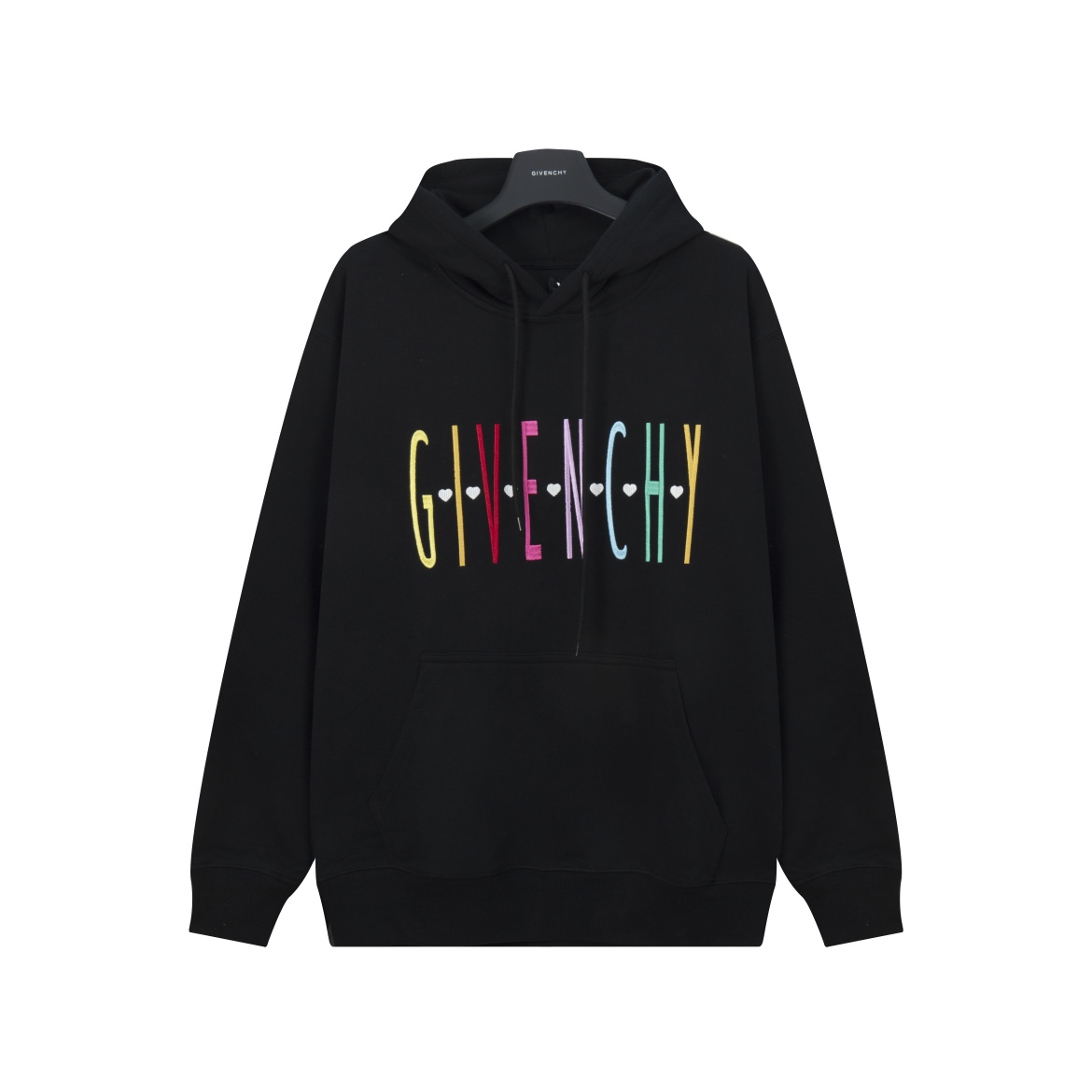 Givenchy Knockoff
 Clothing Hoodies Black Embroidery Cotton Hooded Top