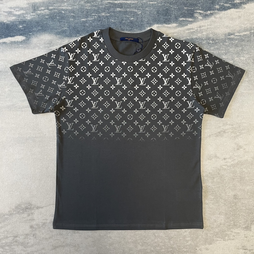 Louis Vuitton Clothing T-Shirt Grey Unisex Cotton Spring/Summer Collection Short Sleeve