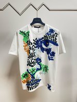 Louis Vuitton Clothing T-Shirt White Embroidery Unisex Cotton Spring/Summer Collection Short Sleeve