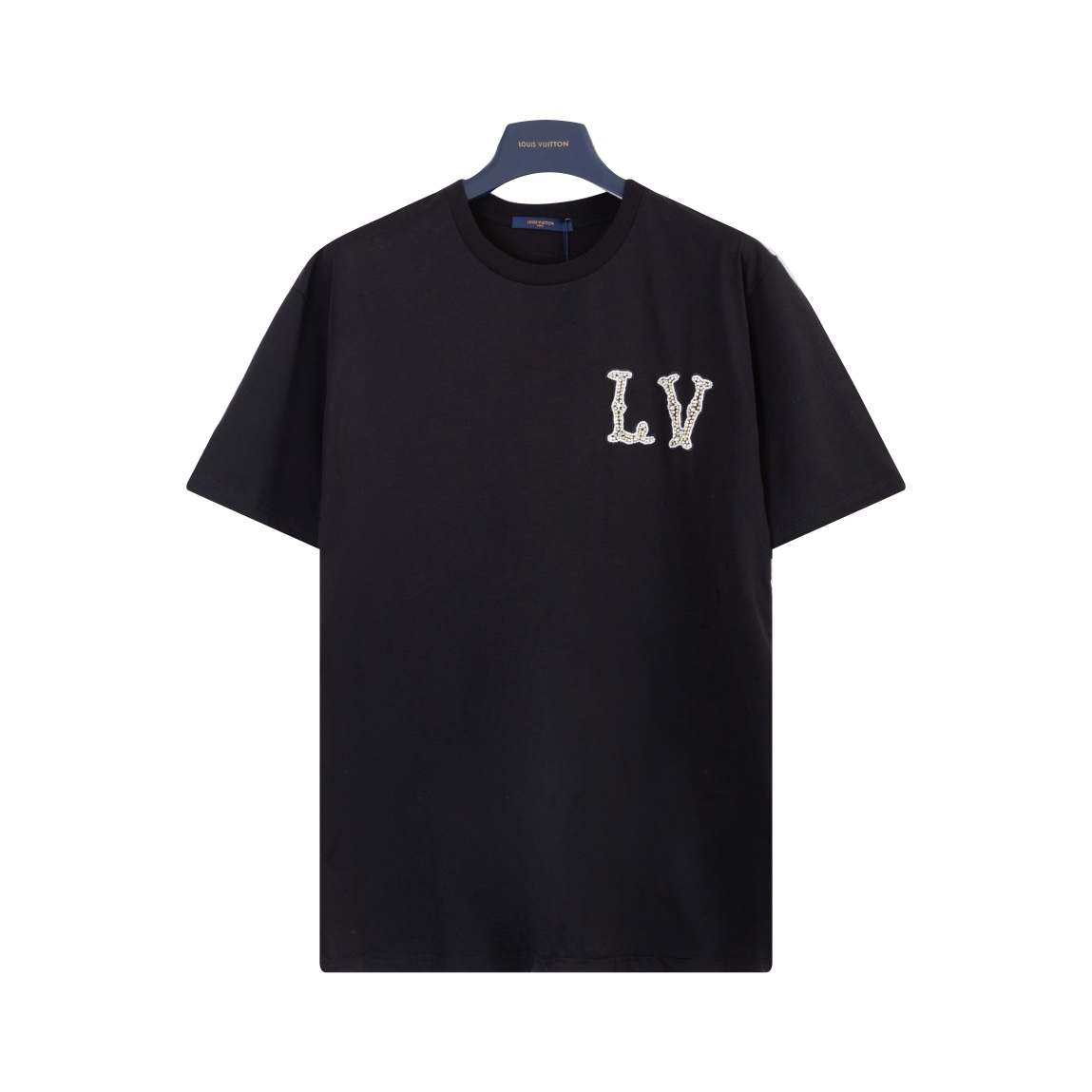 Louis Vuitton Clothing T-Shirt Black Embroidery Unisex Cotton Spring/Summer Collection Short Sleeve