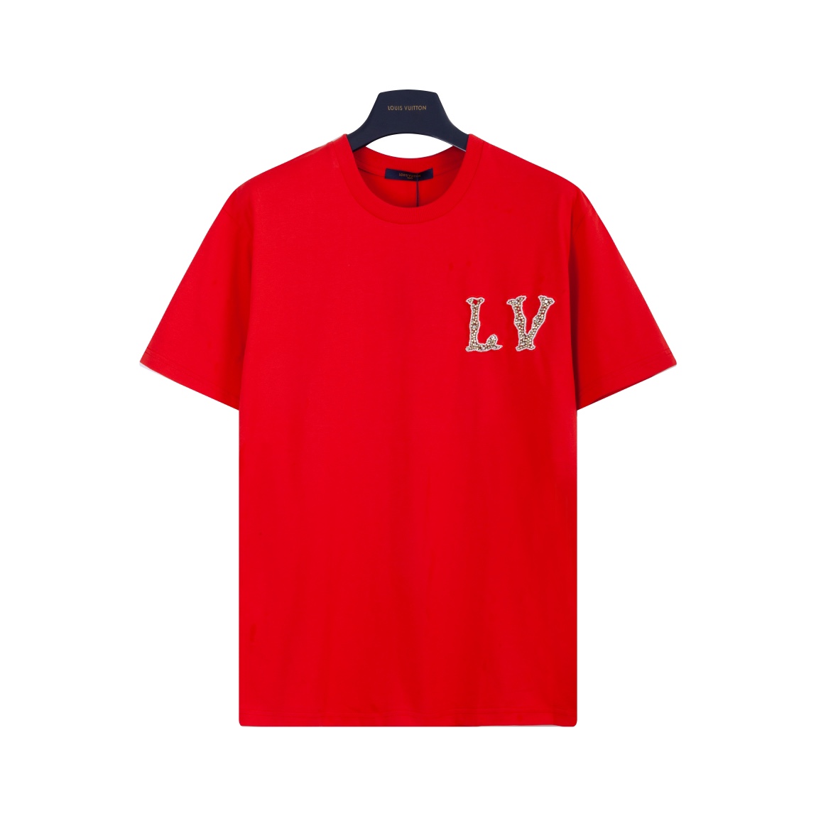 Louis Vuitton Clothing T-Shirt Red Embroidery Unisex Cotton Spring/Summer Collection Short Sleeve
