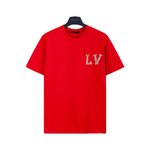Louis Vuitton Clothing T-Shirt Red Embroidery Unisex Cotton Spring/Summer Collection Short Sleeve