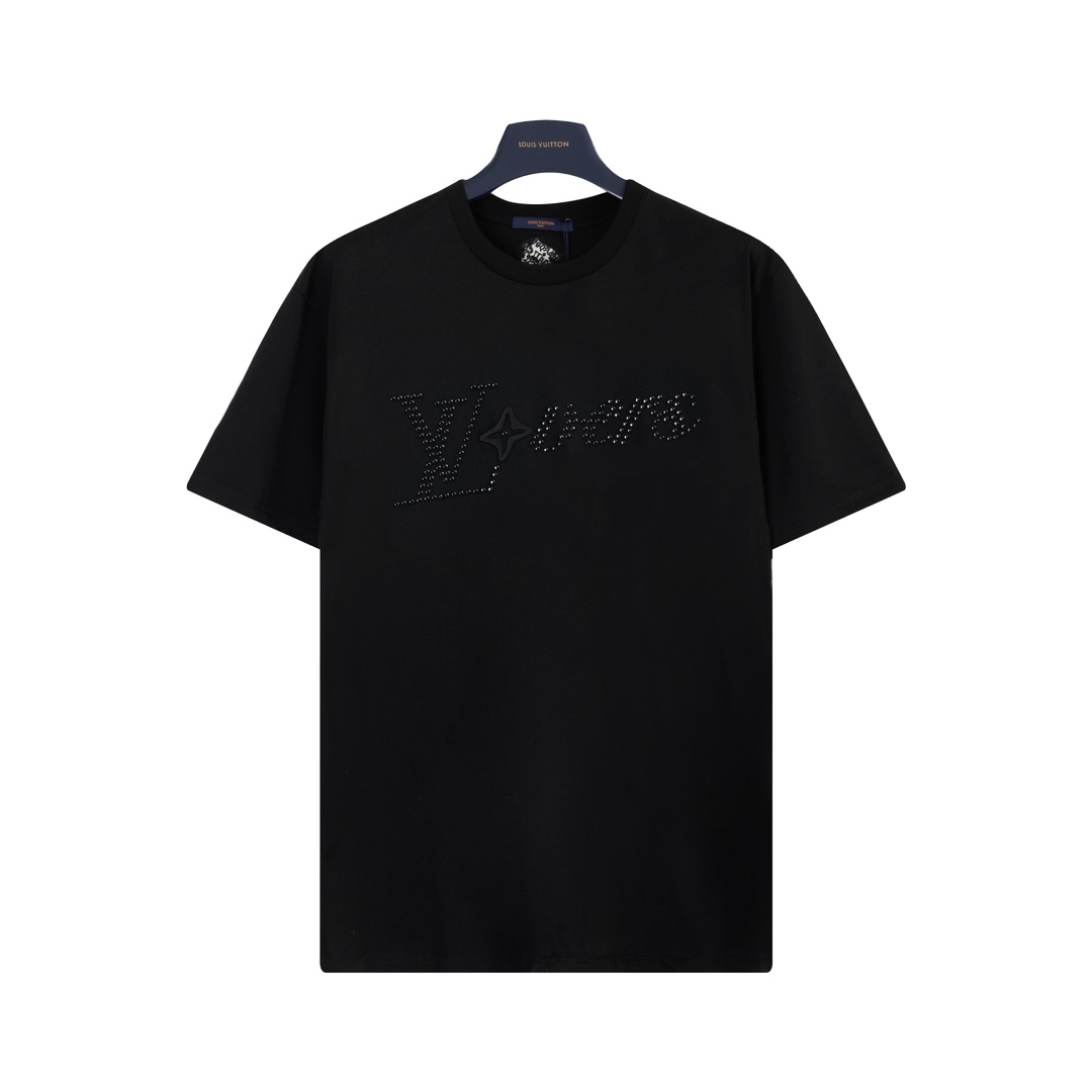 Louis Vuitton Clothing T-Shirt Best Quality Fake
 Black Rivets Unisex Cotton Spring/Summer Collection Short Sleeve