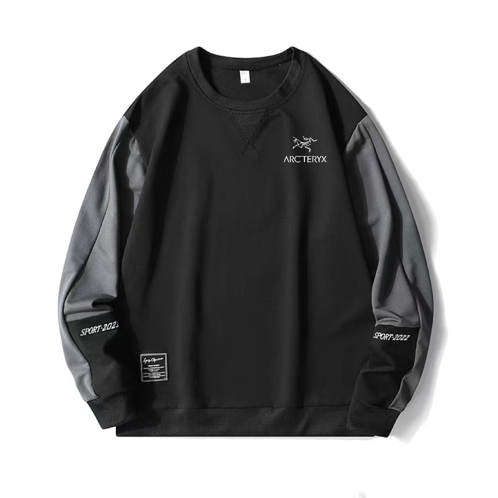 Arc’teryx Clothing Sweatshirts Black Grey Khaki White Printing Unisex Cotton Spring Collection Long Sleeve