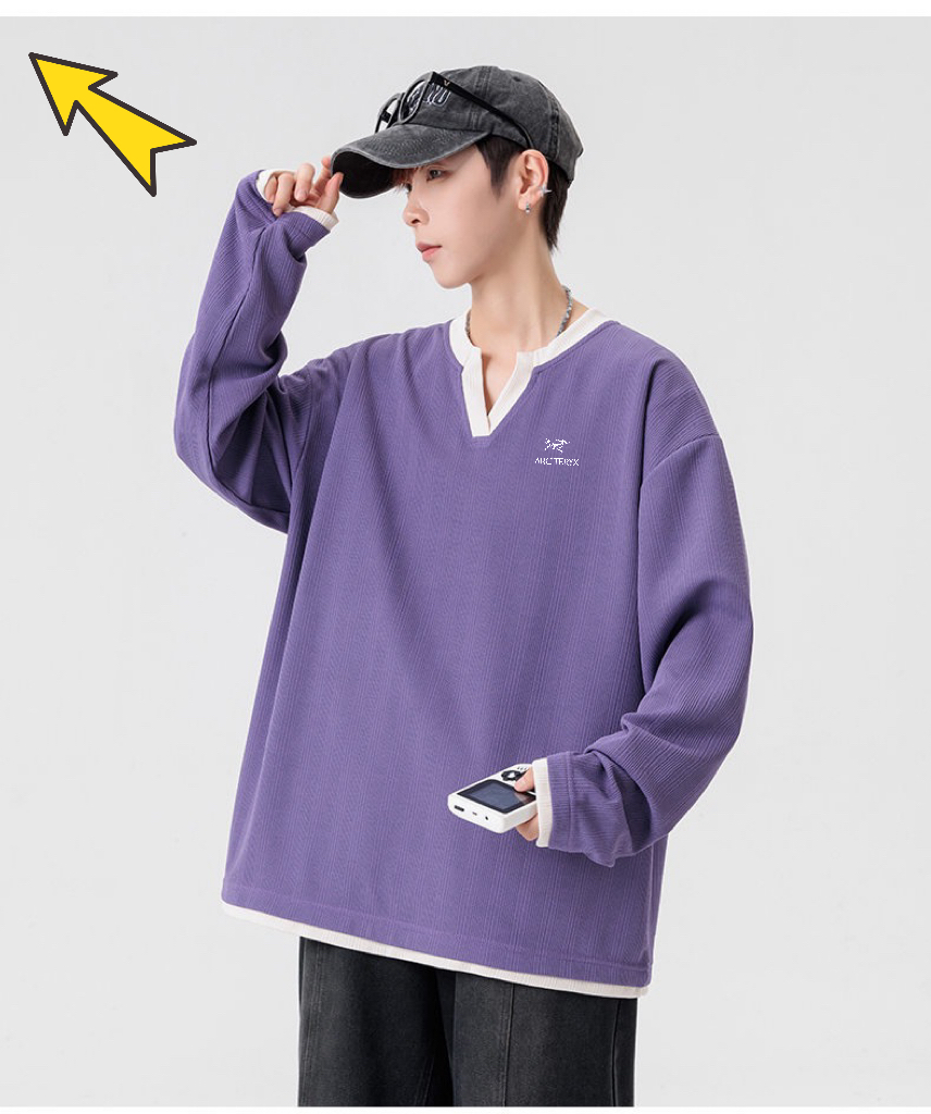 供💰75
ARC'TERYX / 始祖鸟限定款针织圆领卫衣男女同款  顶级版本

采用300g全棉毛圈面料，做工精细，独特的设计风印花绝对独家品质！

螺纹采用高克重重磅纯棉螺纹 同缸定织定染。软糯舒适透气柔软又亲肤!

经典圆领，舒适贴合不易变形，每个细节的完美性，上身效果丝毫不用考虑！
颜色：深灰色，黑色，紫色，木纹色
尺码：M一4XL
