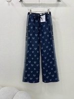 Dior Clothing Pants & Trousers Splicing Denim Spring/Summer Collection Wide Leg