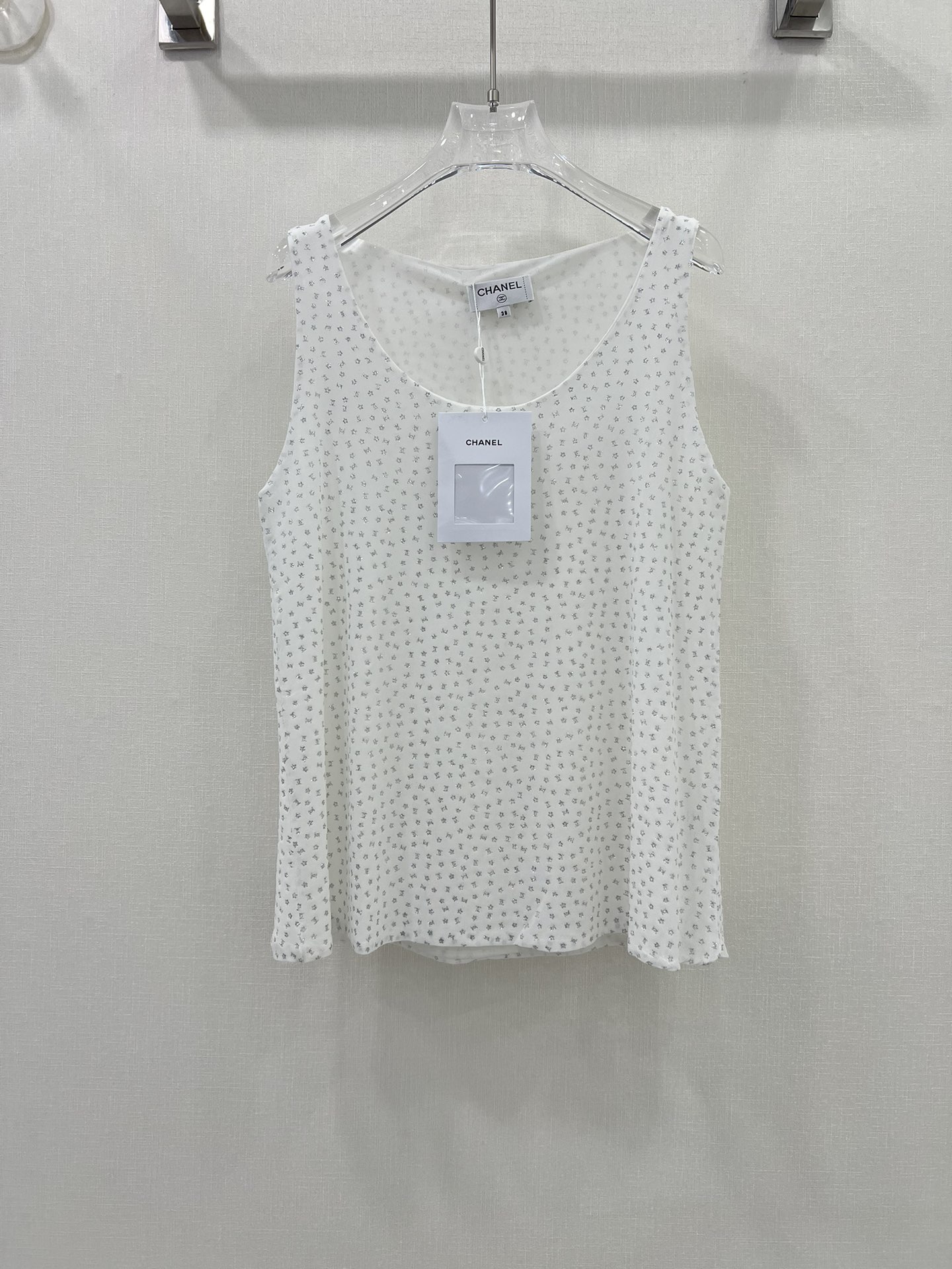 Chanel Clothing Tank Tops&Camis Silver White Gauze