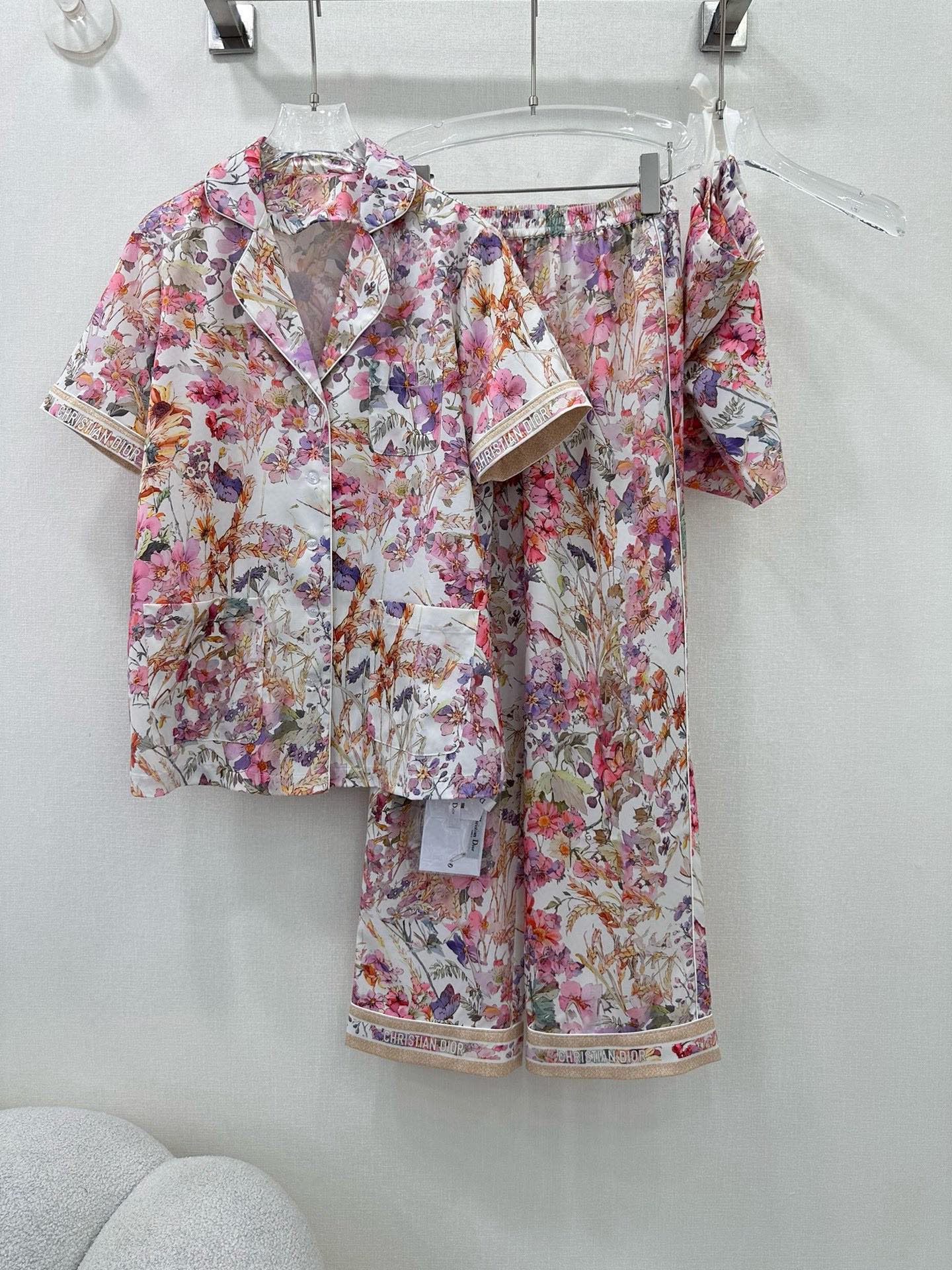 Dior Clothing Pajamas White Printing Summer Collection
