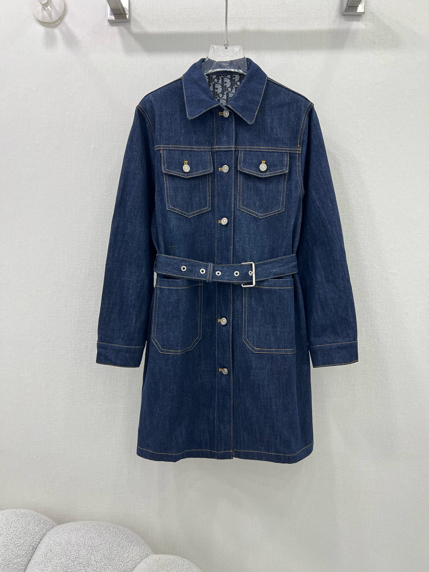 Dior Clothing Coats & Jackets Dresses Blue Denim Embroidery Cotton Fall Collection Vintage Hooded Top