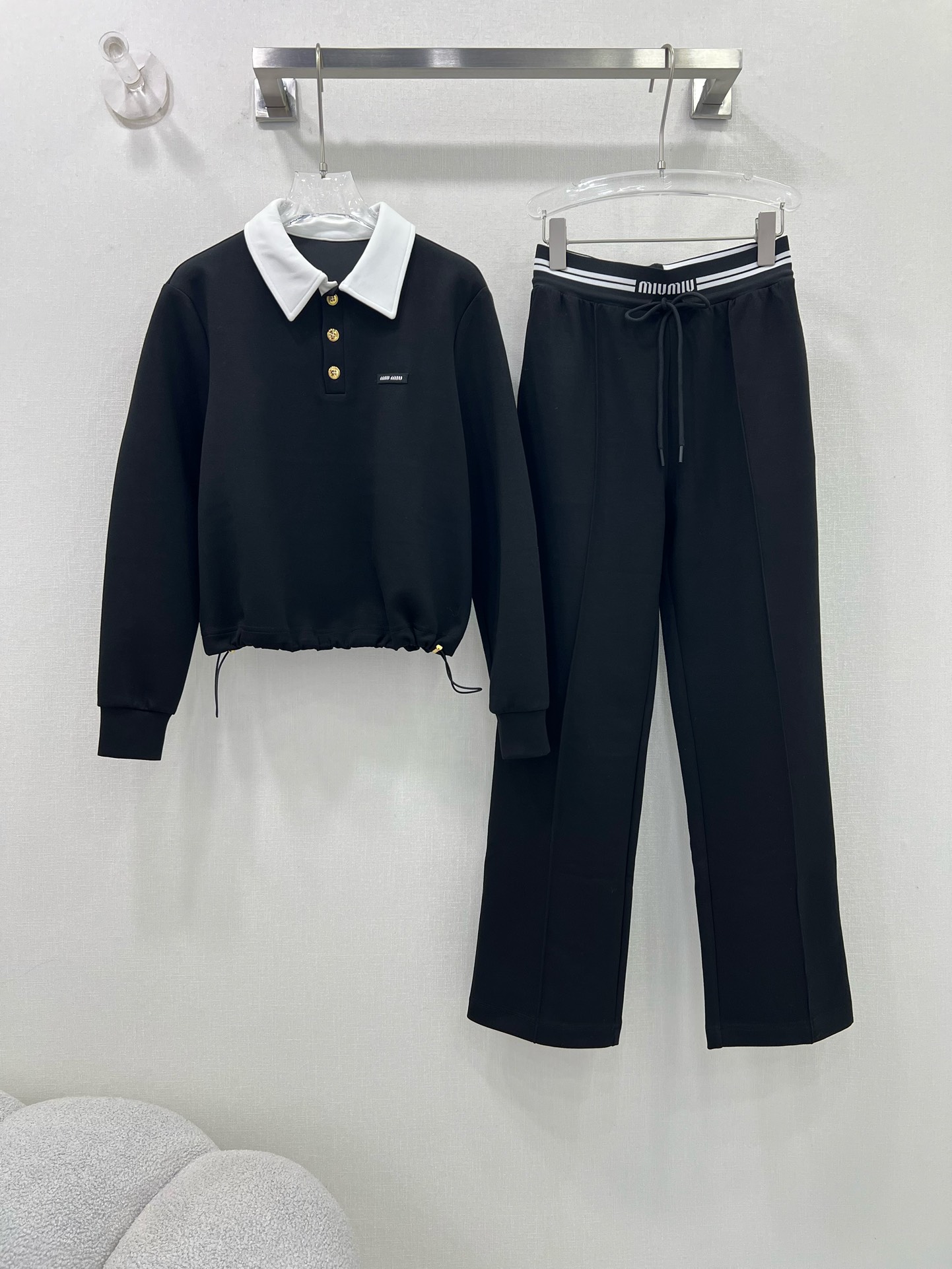 MiuMiu Clothing Pants & Trousers Shirts & Blouses Two Piece Outfits & Matching Sets Embroidery Cotton Fall/Winter Collection Vintage Casual