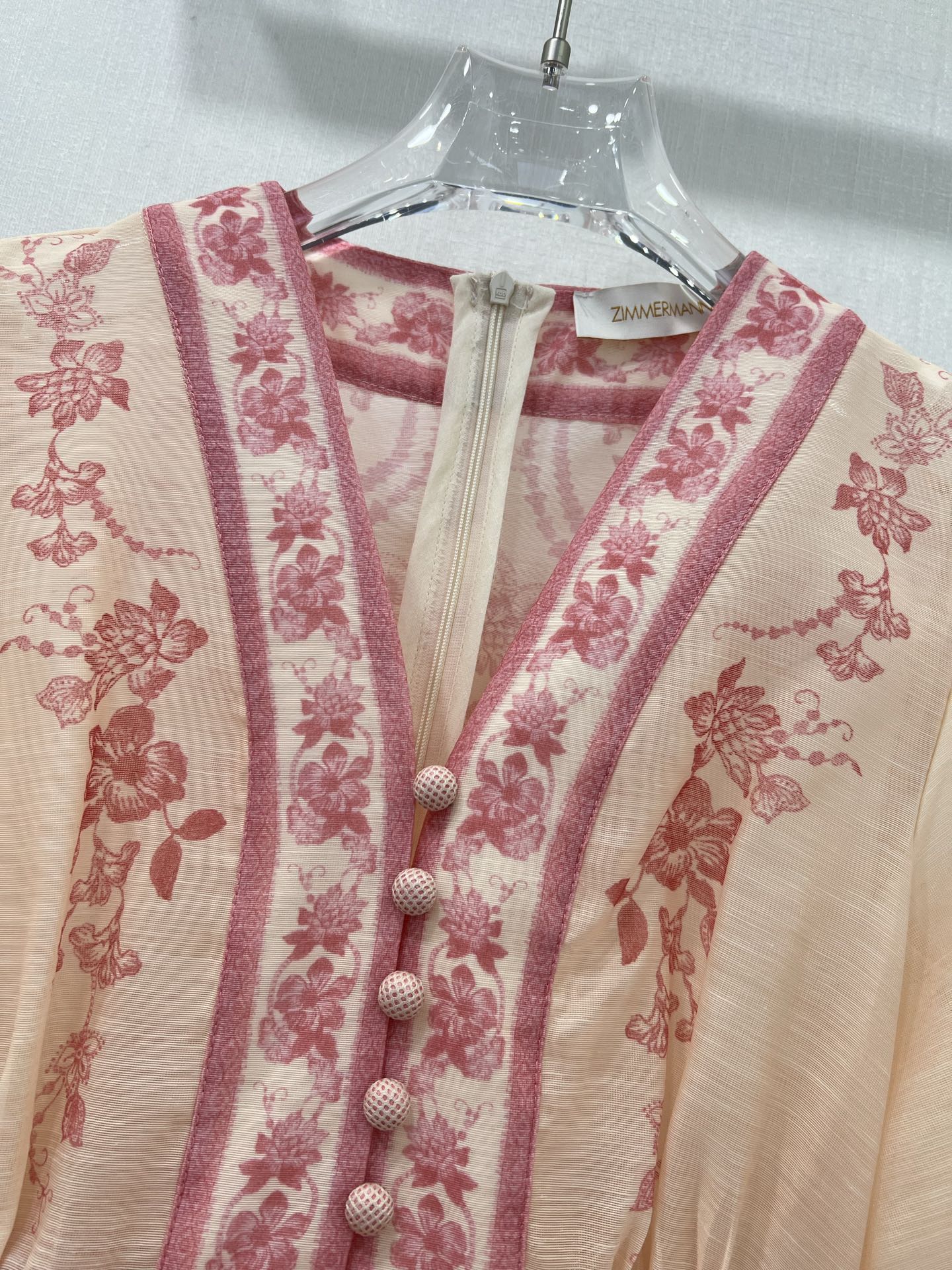 🔥🔥Zimmerman*兹/默曼 25新款连衣裙 V领蓬蓬泡泡袖公主袖设计 搭配定制腰带 腰部鱼骨撑 更