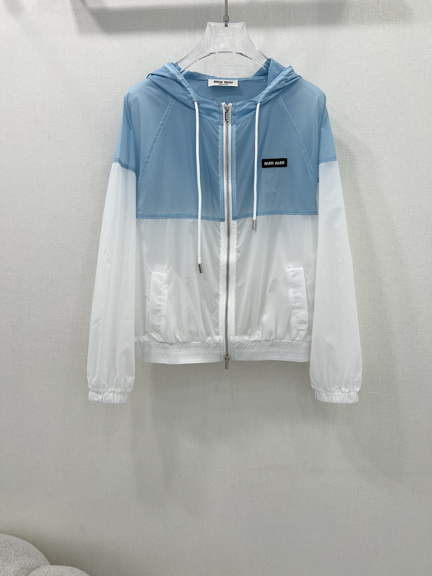 Miu Miu Women's Windbreaker Jacket - Lightweight, Blue and White, Size S-L 2 i1747748997707 7721 0 1