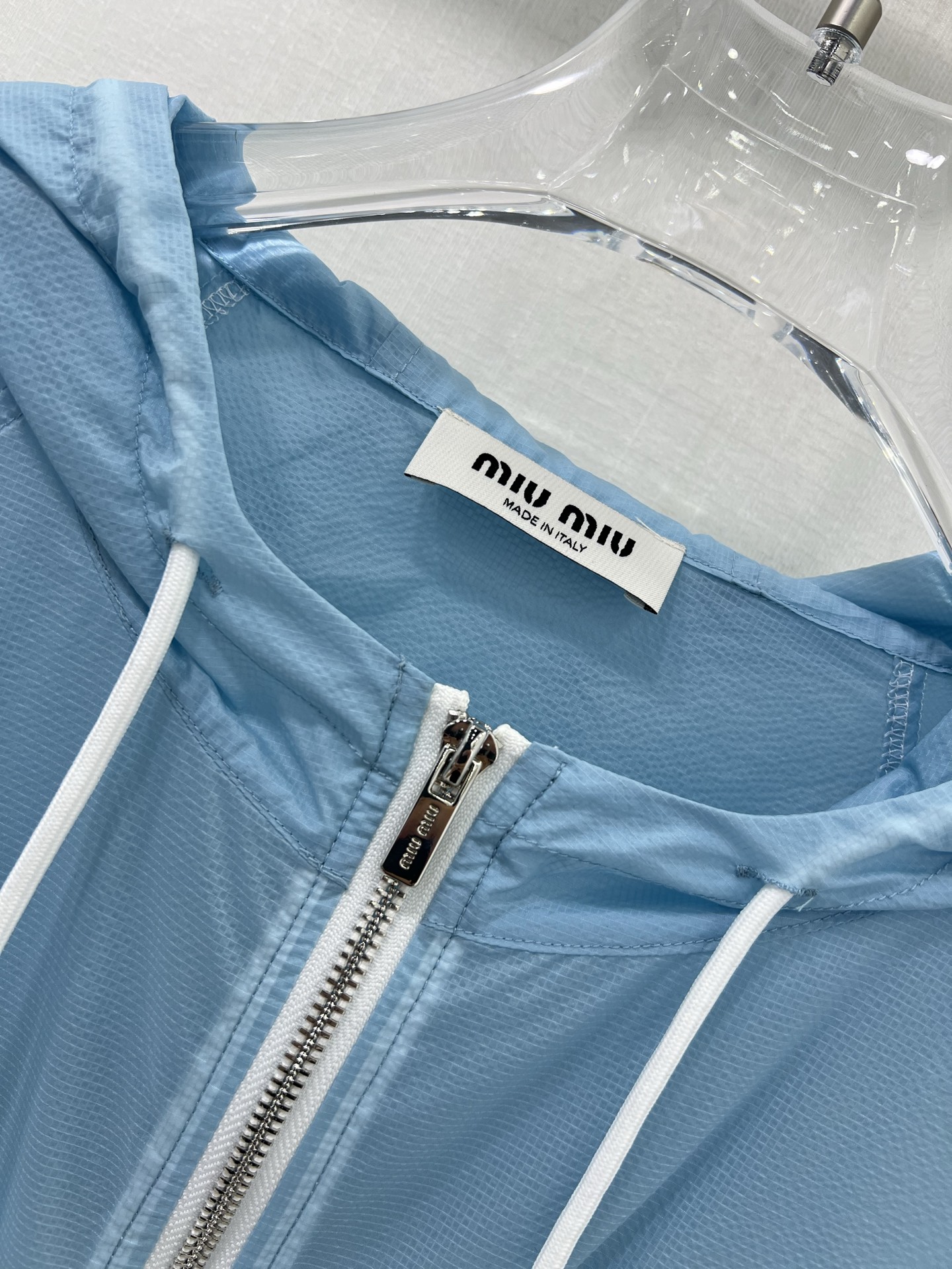 Miu Miu Women's Windbreaker Jacket - Lightweight, Blue and White, Size S-L 3 i1747748997842 1549 0 2