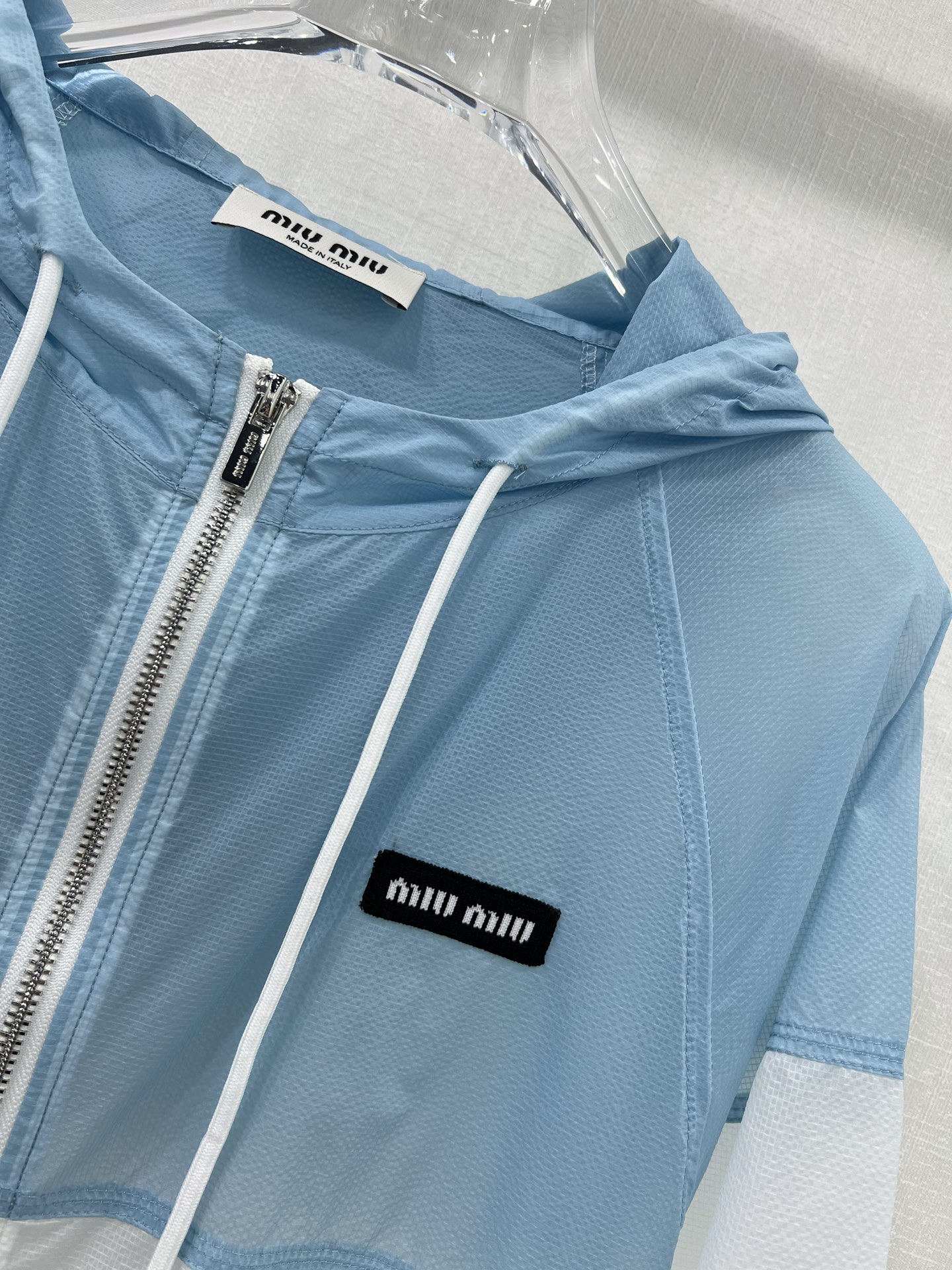 Miu Miu Women's Windbreaker Jacket - Lightweight, Blue and White, Size S-L 4 i1747749001347 2795 0 3