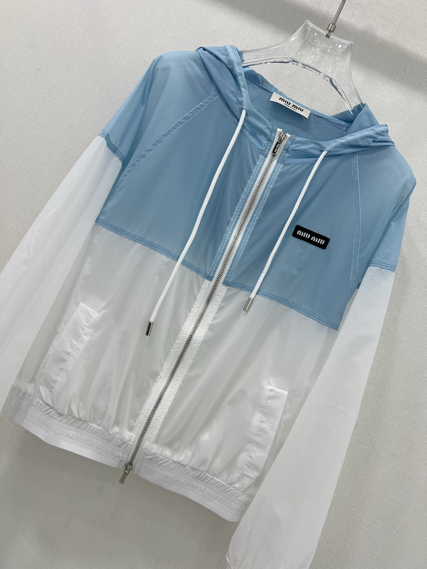 Miu Miu Women's Windbreaker Jacket - Lightweight, Blue and White, Size S-L 6 i1747749001352 9805 0 5