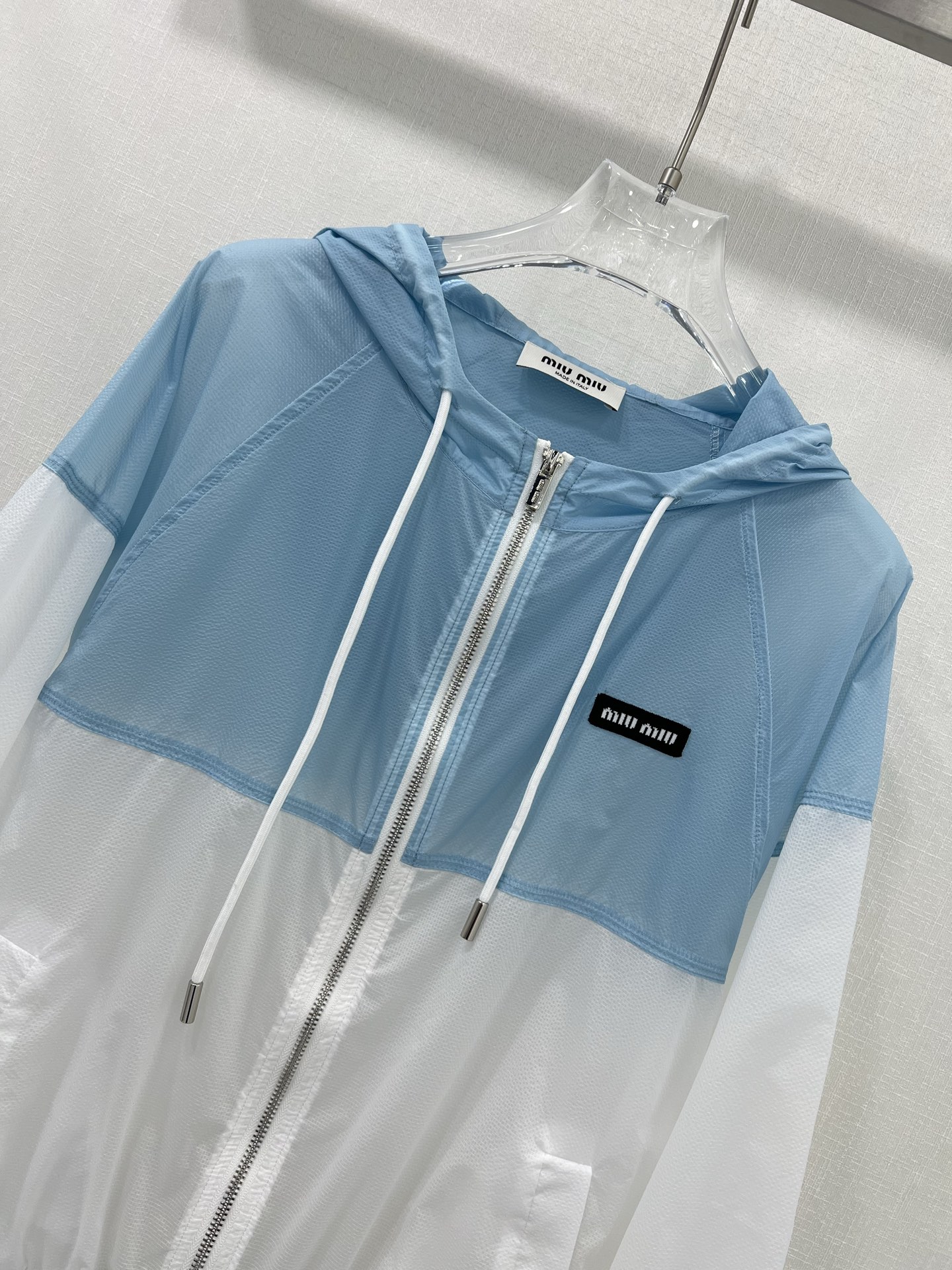 Miu Miu Women's Windbreaker Jacket - Lightweight, Blue and White, Size S-L 5 i1747749001367 4386 0 4