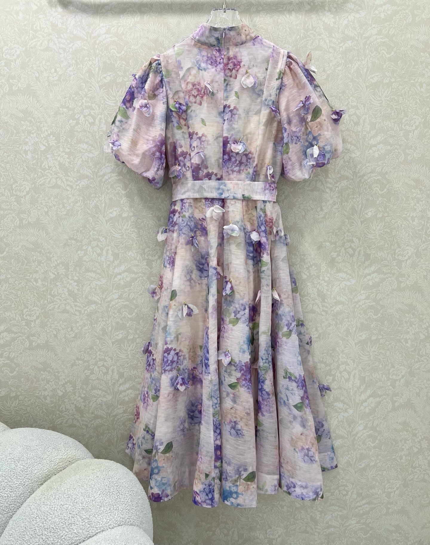 🔥🔥Zimmerman*兹/默曼 25新款两件套连衣裙 立领钉珠搭配同色系腰带 蓬蓬泡泡袖公主袖设计 满