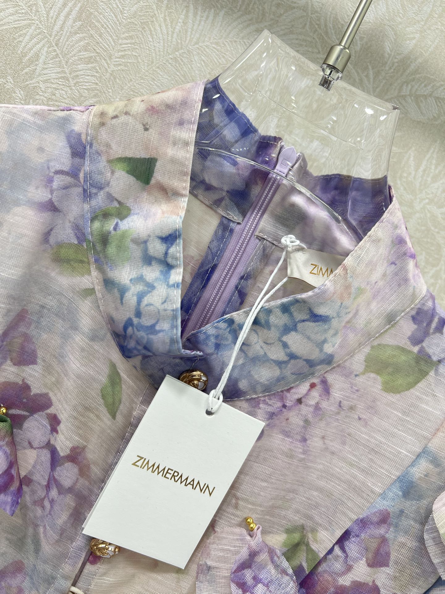 🔥🔥Zimmerman*兹/默曼 25新款两件套连衣裙 立领钉珠搭配同色系腰带 蓬蓬泡泡袖公主袖设计 满