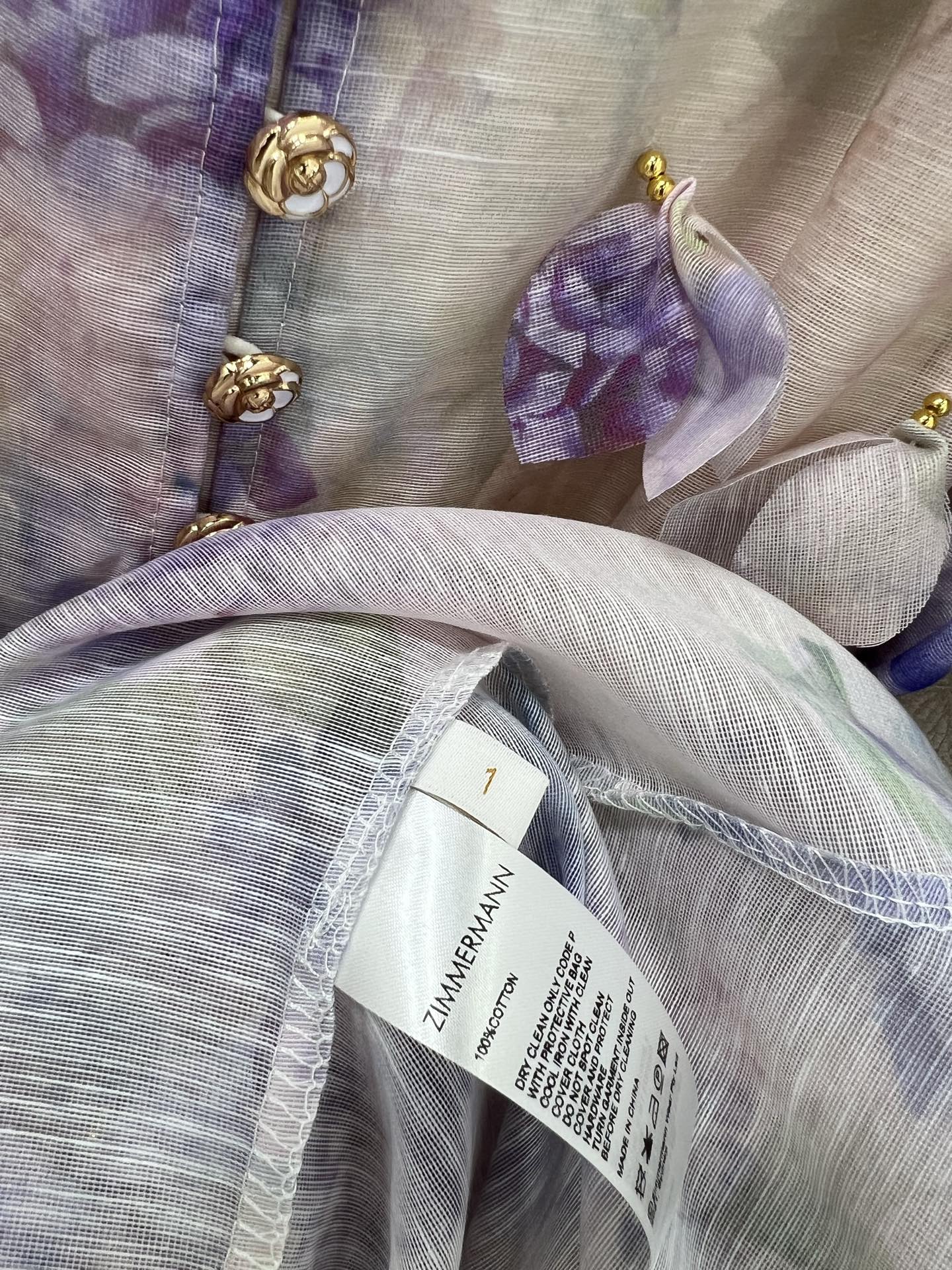 🔥🔥Zimmerman*兹/默曼 25新款两件套连衣裙 立领钉珠搭配同色系腰带 蓬蓬泡泡袖公主袖设计 满