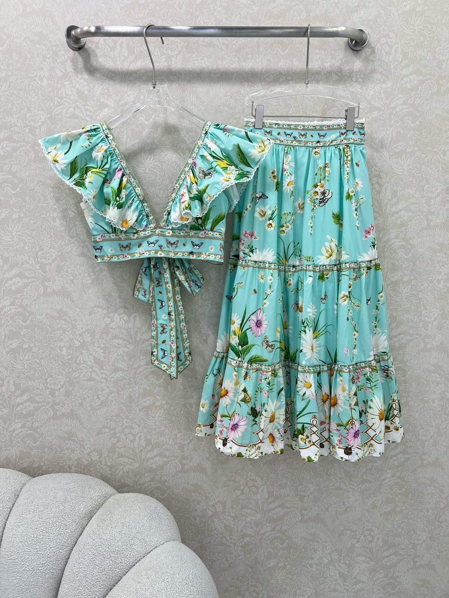 Australian Brand Camilla: Small Woman Packaged with V-Coloured Blouse and Skirt