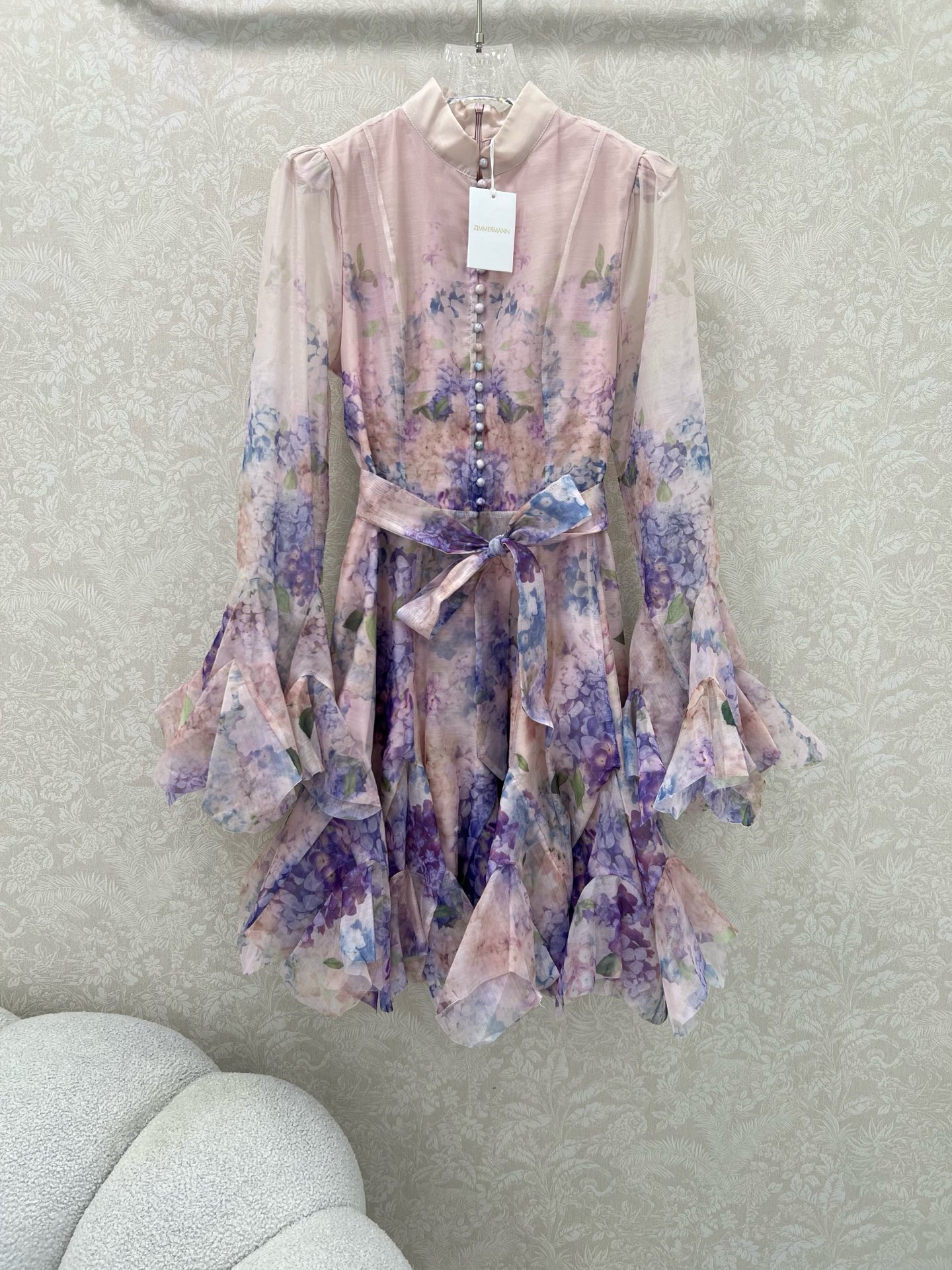 🔥🔥Zimmerman*兹/默曼 25新款不规则混纺数码印花花朵设计长袖连衣裙 极具个性的一款连衣裙 袖