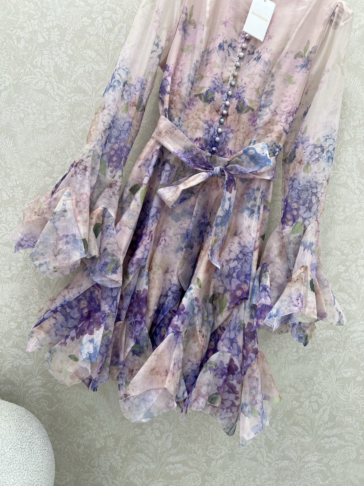 🔥🔥Zimmerman*兹/默曼 25新款不规则混纺数码印花花朵设计长袖连衣裙 极具个性的一款连衣裙 袖