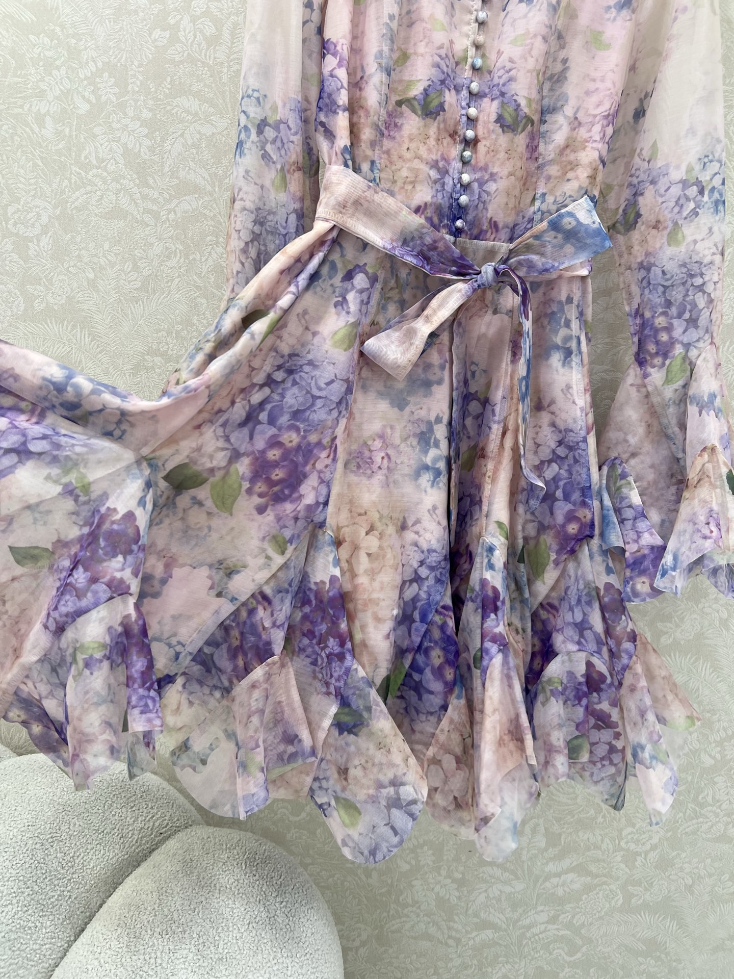 🔥🔥Zimmerman*兹/默曼 25新款不规则混纺数码印花花朵设计长袖连衣裙 极具个性的一款连衣裙 袖