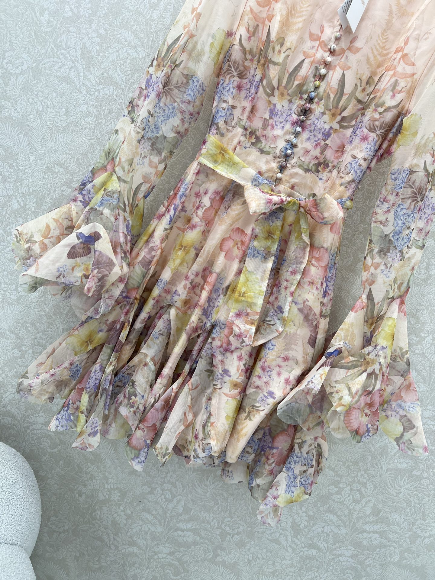 🔥🔥Zimmerman*兹/默曼 25新款不规则混纺数码印花花朵设计长袖连衣裙 极具个性的一款连衣裙 袖