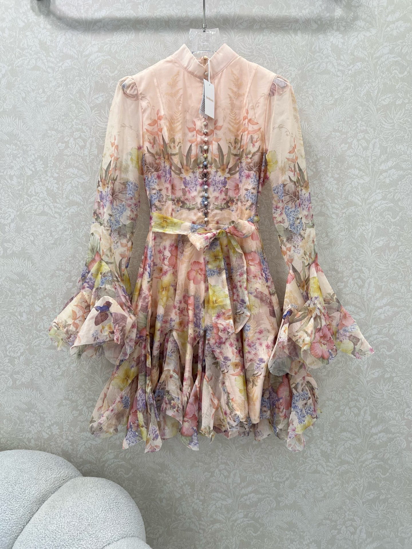 🔥🔥Zimmerman*兹/默曼 25新款不规则混纺数码印花花朵设计长袖连衣裙 极具个性的一款连衣裙 袖