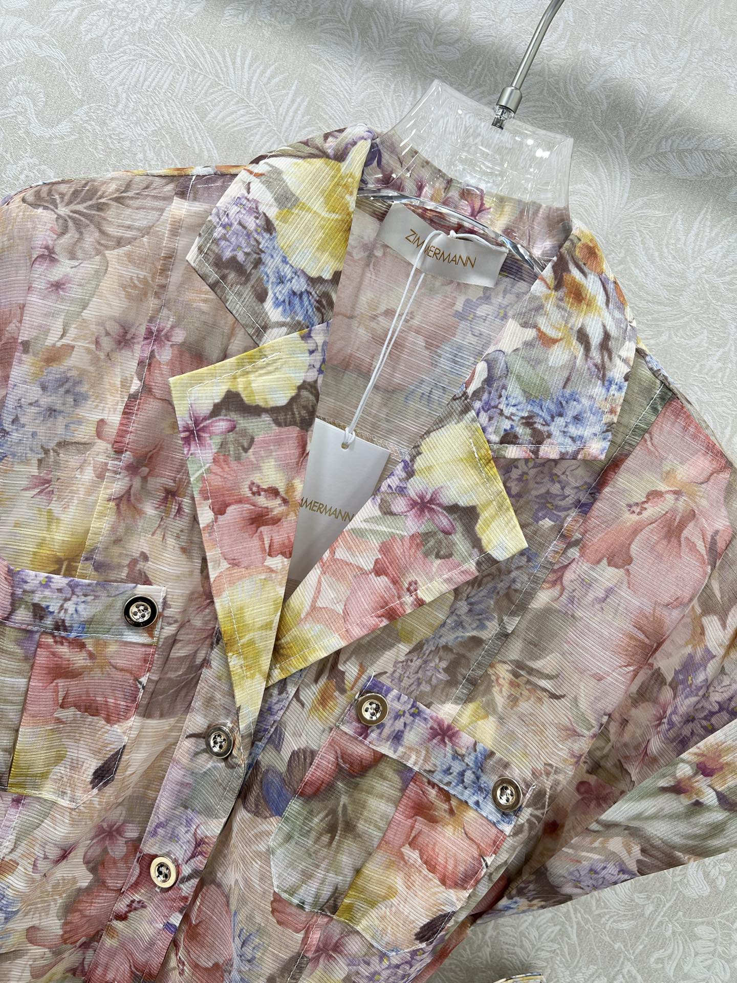 🔥🔥Zimmerman*兹/默曼 25新款翻领卷边袖长款连衣裙 单排扣设计 裙身印花甜美浪漫邂逅炎炎夏日