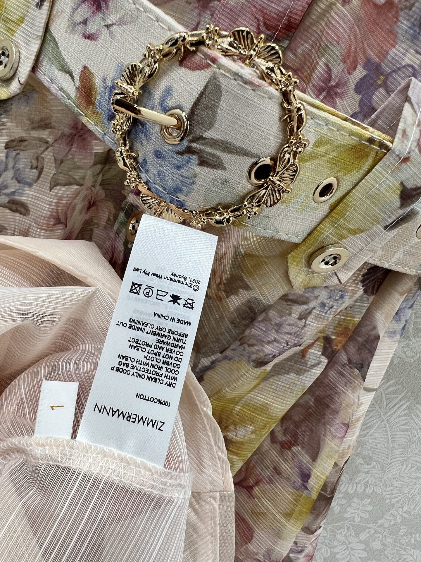 🔥🔥Zimmerman*兹/默曼 25新款翻领卷边袖长款连衣裙 单排扣设计 裙身印花甜美浪漫邂逅炎炎夏日