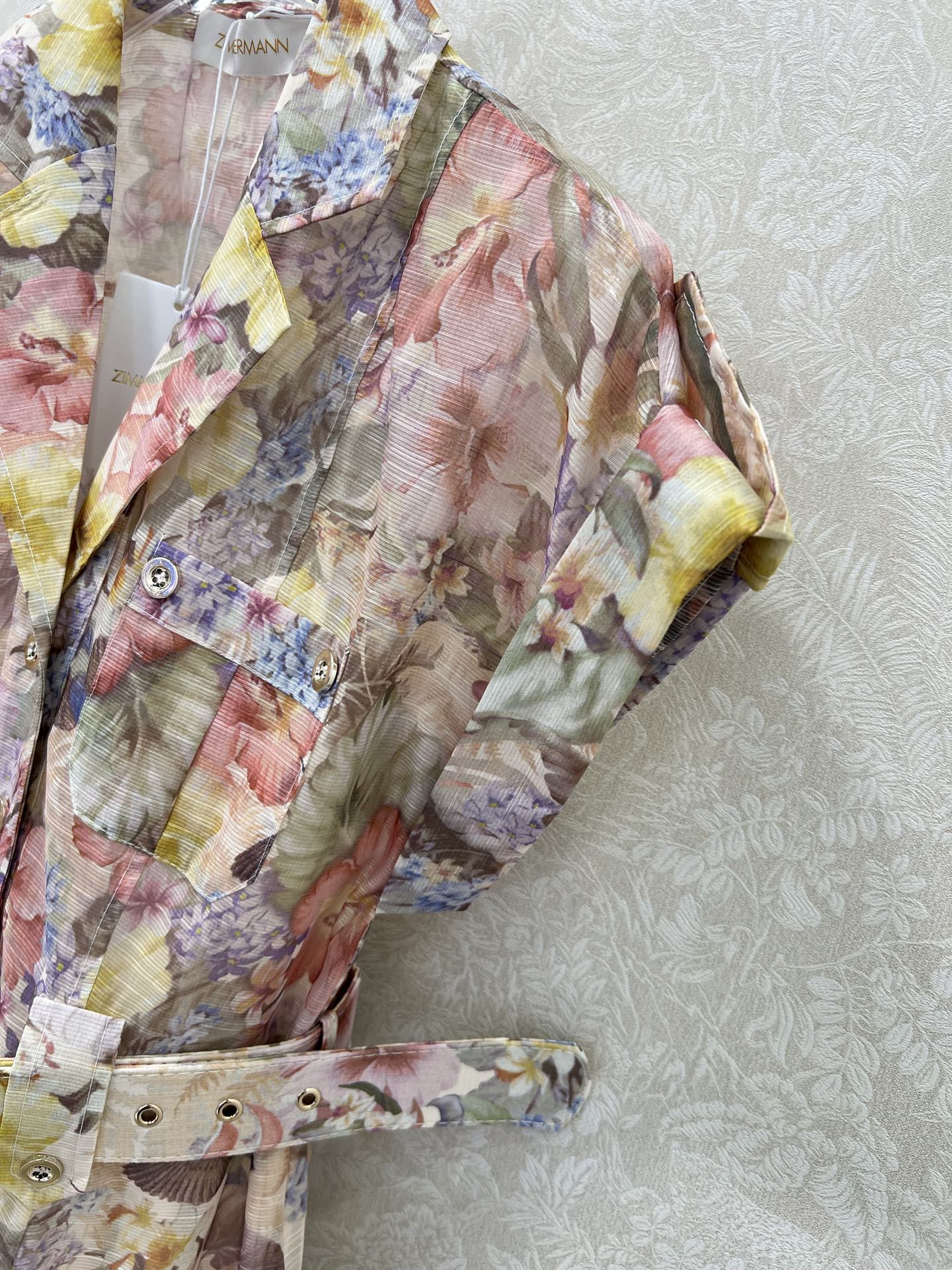 🔥🔥Zimmerman*兹/默曼 25新款翻领卷边袖长款连衣裙 单排扣设计 裙身印花甜美浪漫邂逅炎炎夏日