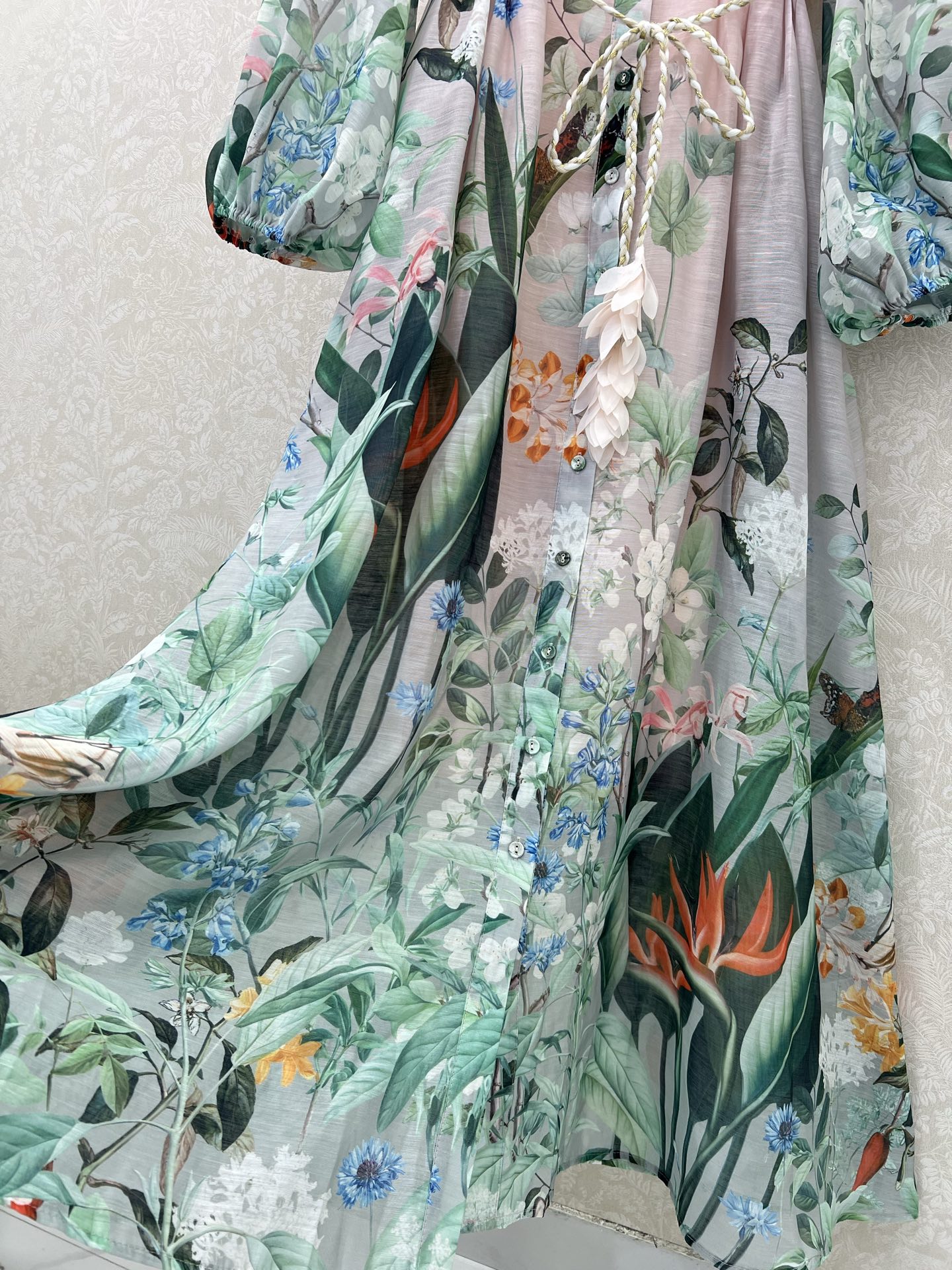 🔥🔥Zimmerman*兹/默曼 25新款百花系列 长款连衣裙 超美腻的连衣裙来袭 整件粉绿色调 小立领