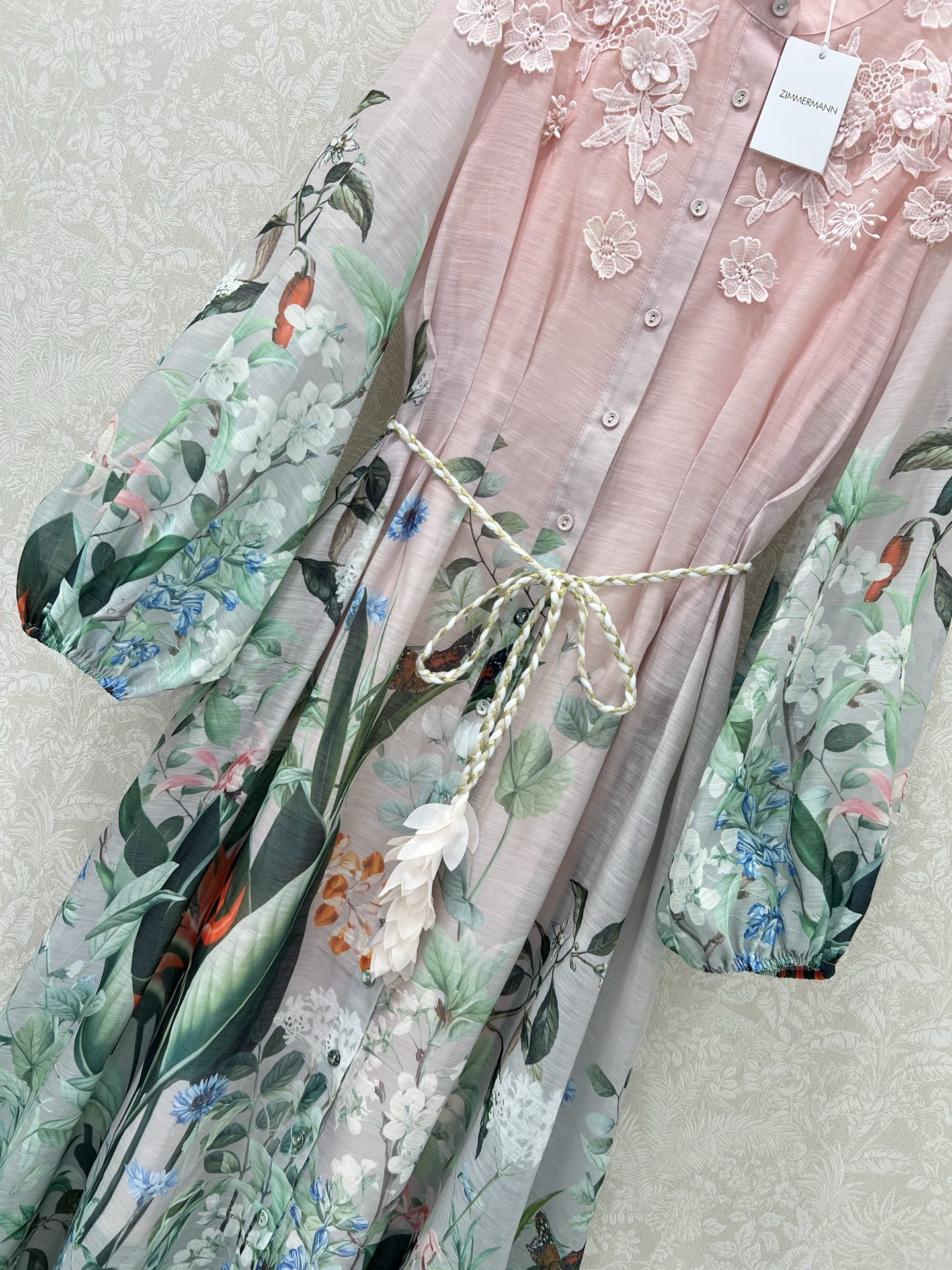 🔥🔥Zimmerman*兹/默曼 25新款百花系列 长款连衣裙 超美腻的连衣裙来袭 整件粉绿色调 小立领