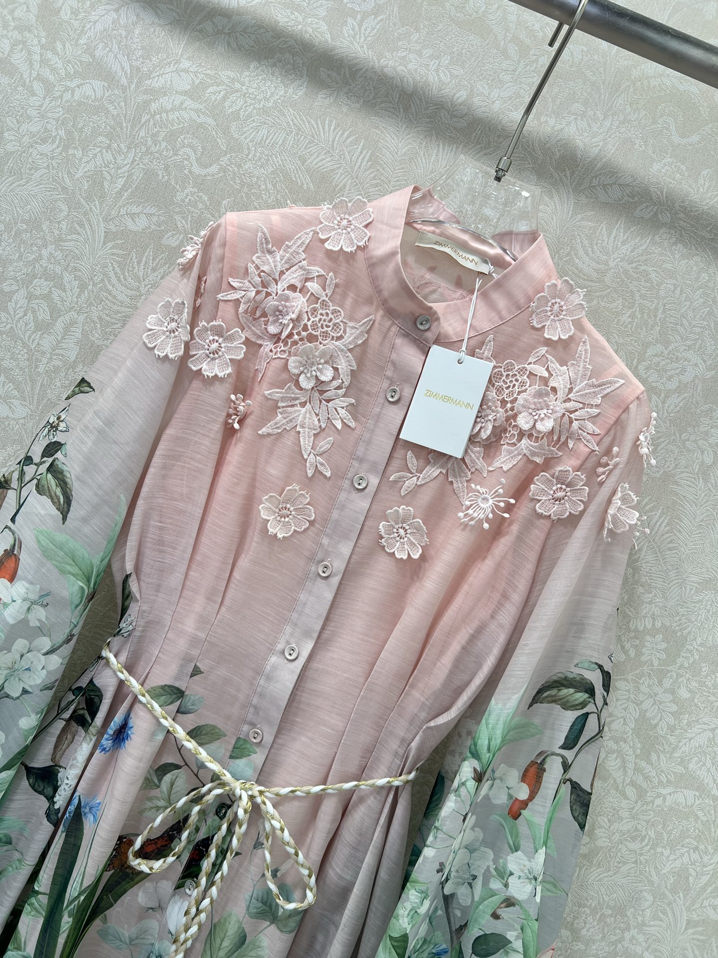 🔥🔥Zimmerman*兹/默曼 25新款百花系列 长款连衣裙 超美腻的连衣裙来袭 整件粉绿色调 小立领