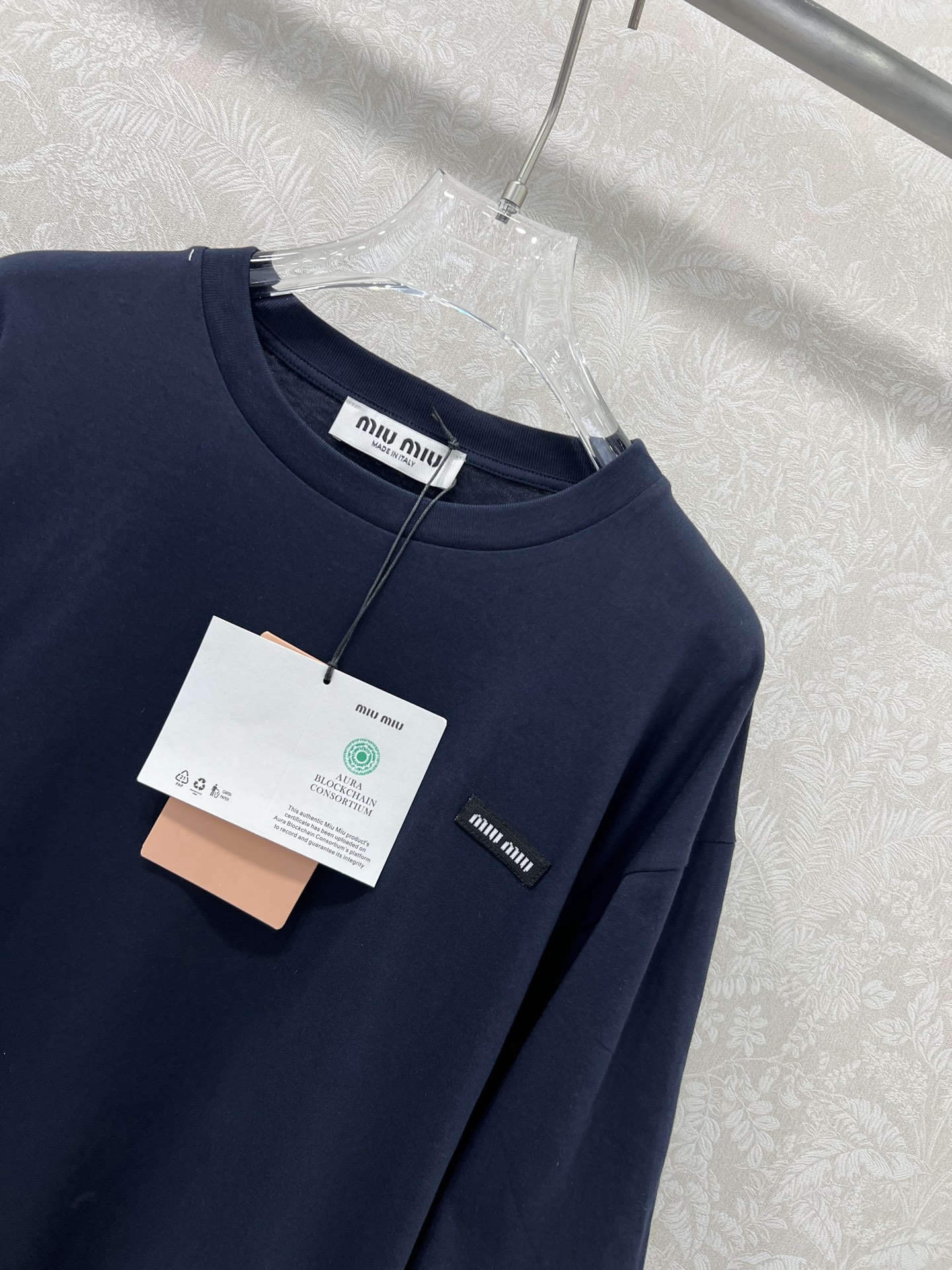 🔥🔥miumi*25新款圆领假两件长袖T恤 高级老钱风配色袖子拼接条纹袖口 少女知识分子时髦风穿搭！老钱