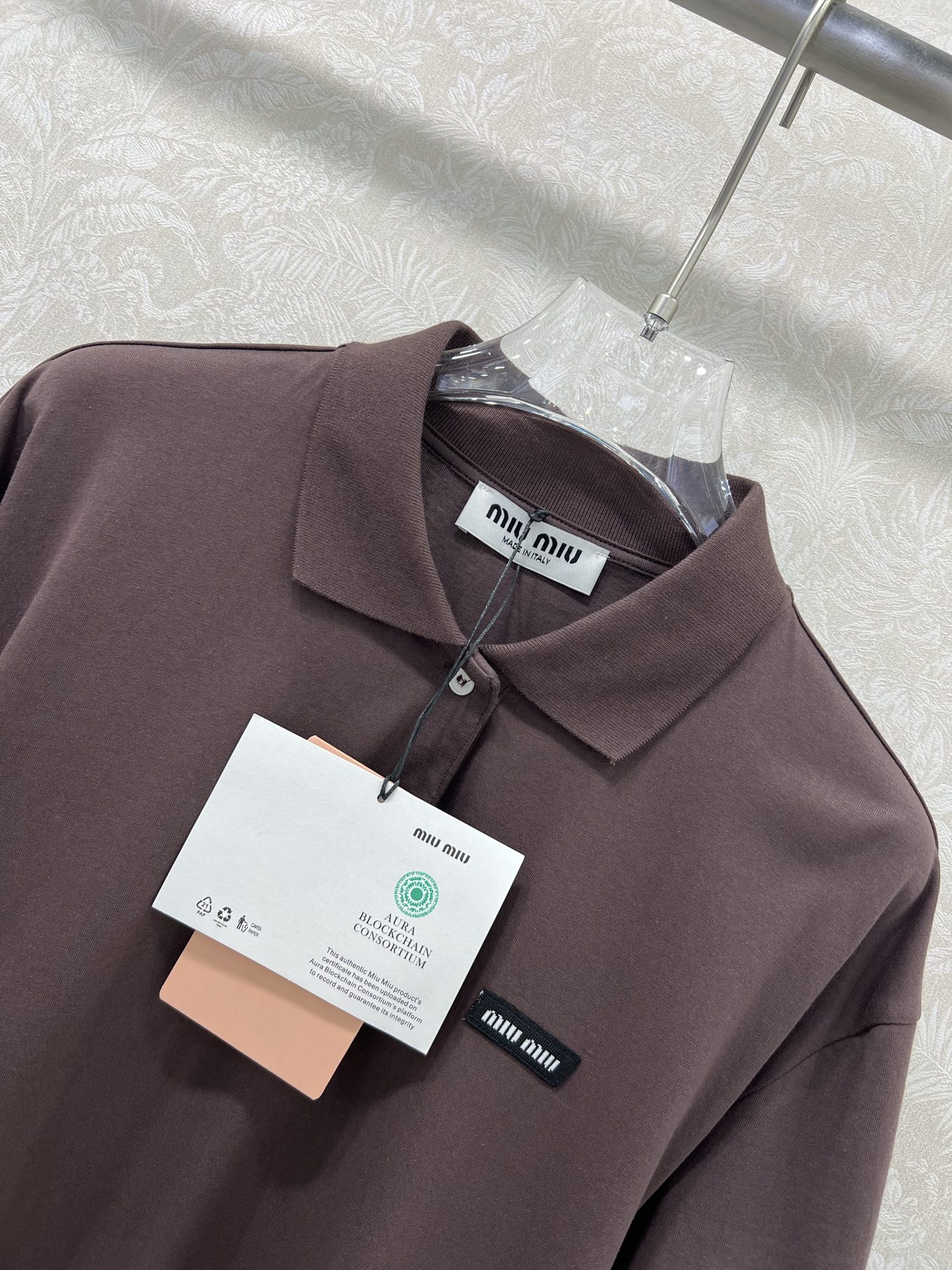 🔥🔥miumi*25新款翻领假两件长袖T恤 高级老钱风配色袖子拼接条纹袖口 少女知识分子时髦风穿搭！老钱