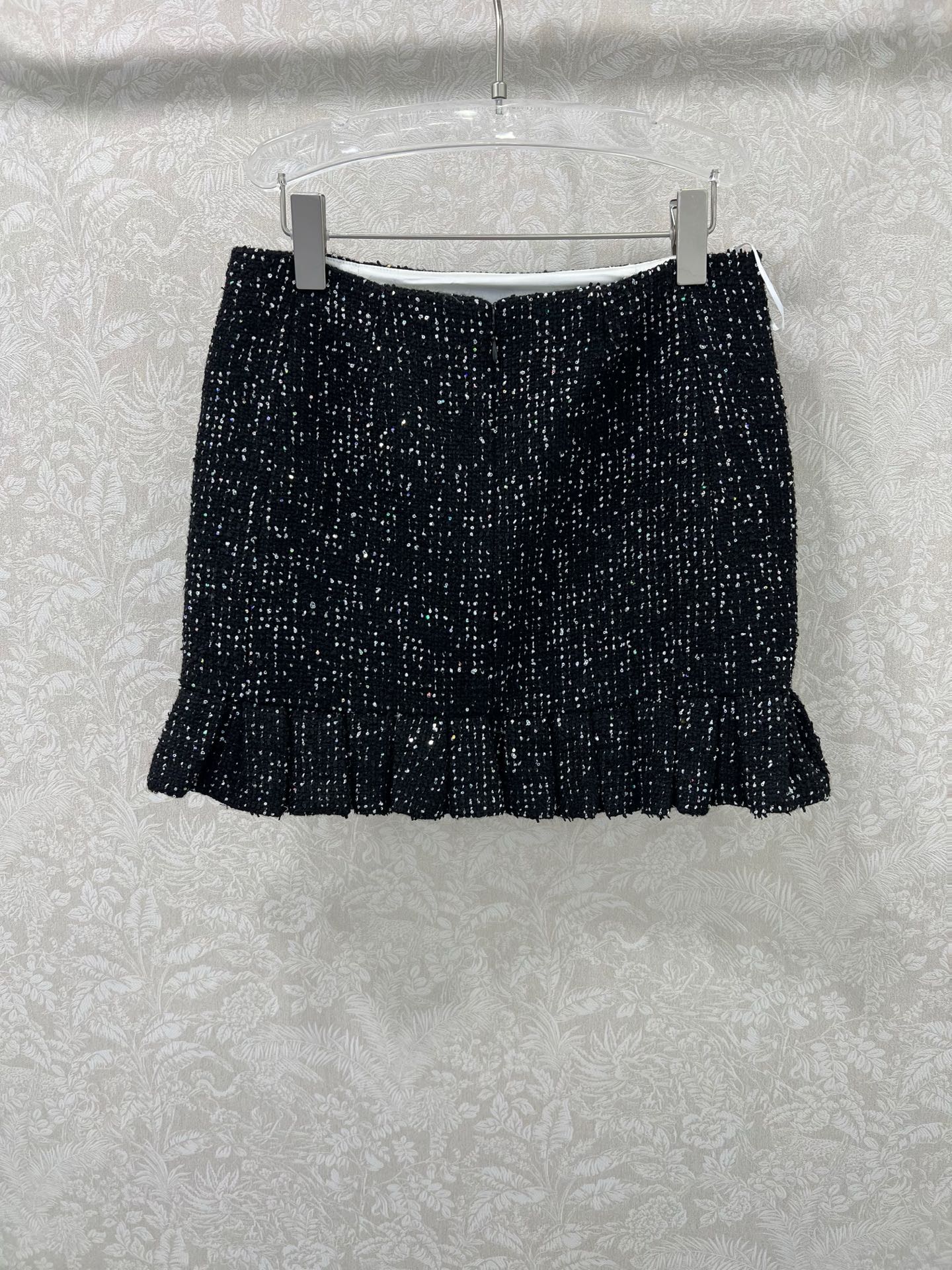 🔥🔥chan*l 25新款荷叶边半裙 早秋系列新款 法式宫廷风小香风亮片荷叶边半裙 高级定制粗花呢软呢面