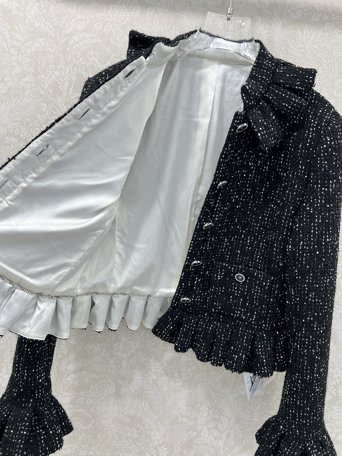 🔥🔥chan*l 25新款高级手工坊系列 法式宫廷风亮片荷叶边外套 独家yb开发！高版出品！高级定制粗花