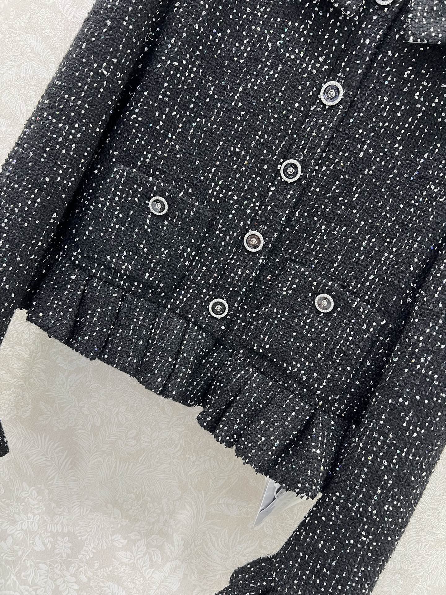 🔥🔥chan*l 25新款高级手工坊系列 法式宫廷风亮片荷叶边外套 独家yb开发！高版出品！高级定制粗花