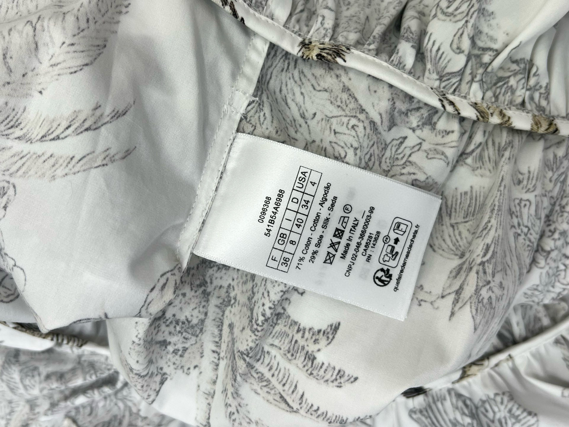 🔥🔥DIO* 25新款榛果色Palms茹伊印花图案立领短袖连衣裙 通体满印椰树蝴蝶等动植物自然元素 向自