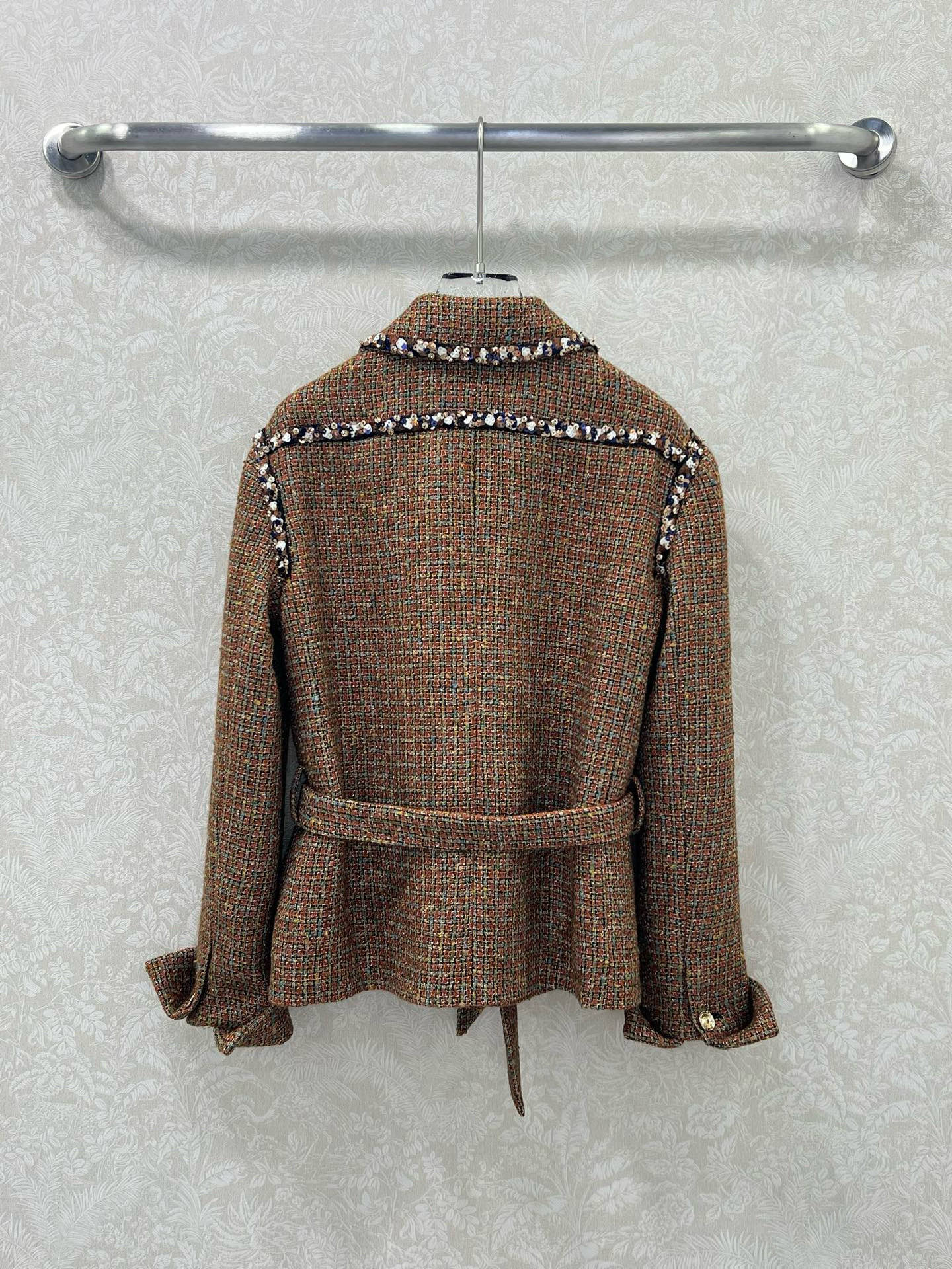 🔥🔥chan*l 25新款翻领洋装钉珠捆边外套   高版本 内衬100%真丝 定制YB进口粗纺羊毛呢材质