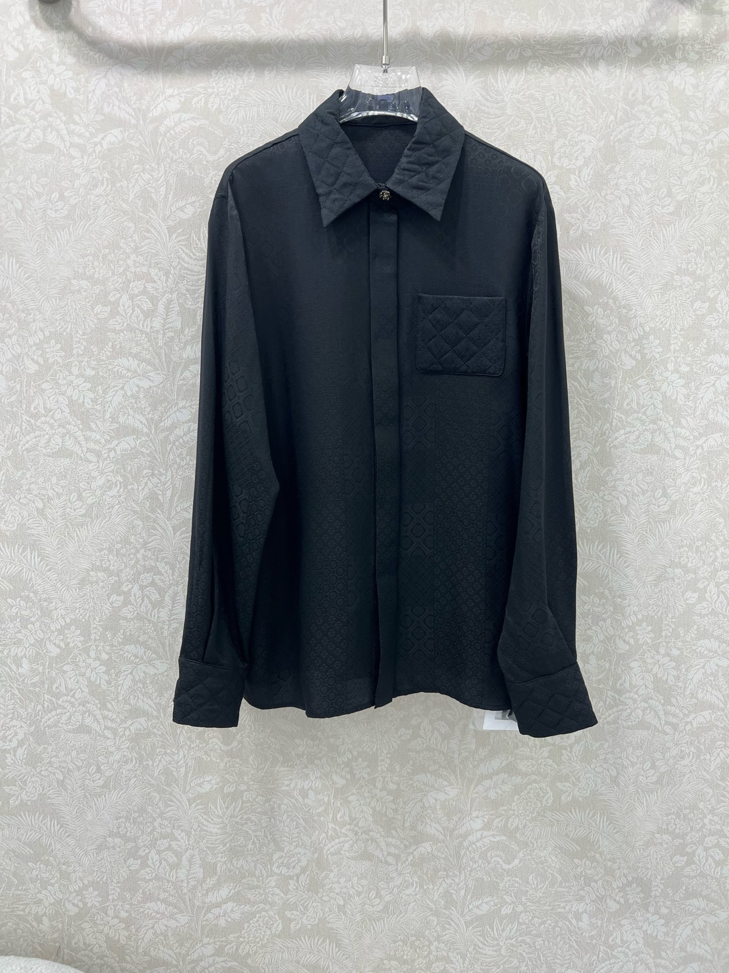 🔥🔥chan*l 25秋款新款高版本真丝提花暗纹菱格口袋衬衫 定制YB进口双绉真丝材质 质感区别普通的0