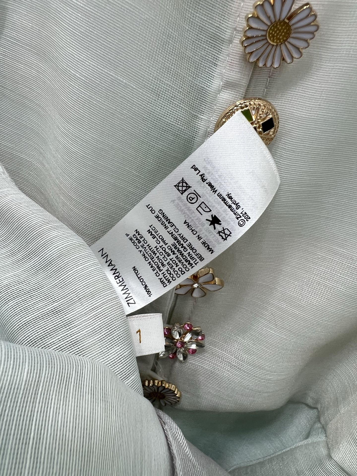 🔥🔥Zimmerman*兹/默曼 25新款海洋沙滩🏖度假系列  短款连衣裙 小立领和灯笼袖设计 前襟定制