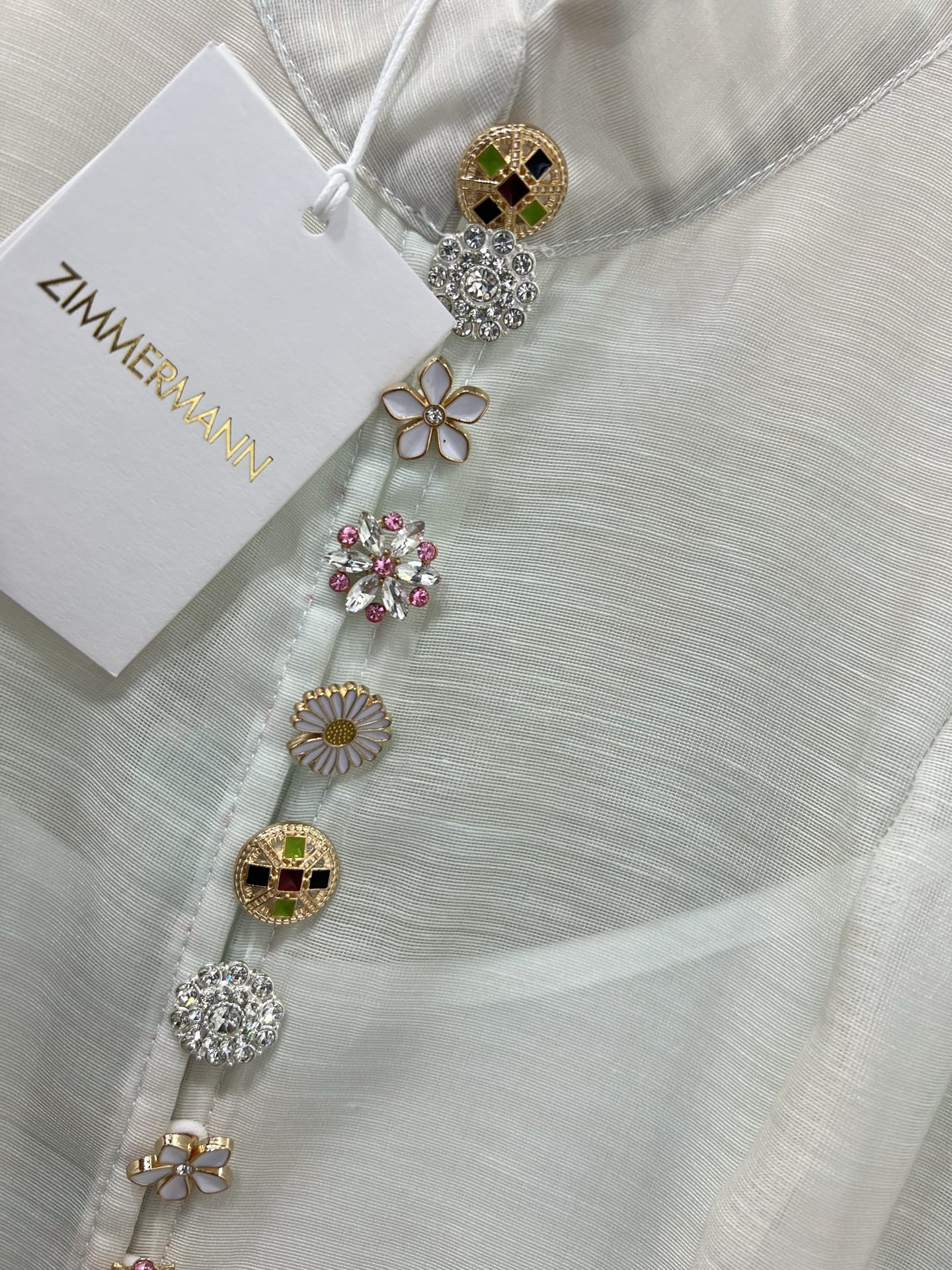 🔥🔥Zimmerman*兹/默曼 25新款海洋沙滩🏖度假系列  短款连衣裙 小立领和灯笼袖设计 前襟定制