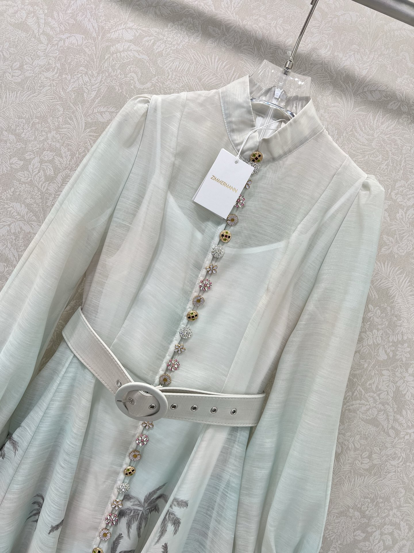 🔥🔥Zimmerman*兹/默曼 25新款海洋沙滩🏖度假系列  短款连衣裙 小立领和灯笼袖设计 前襟定制